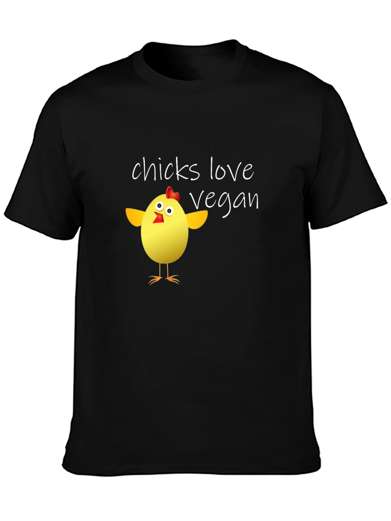 Black Vegan Chicken T-Shirt - Chicks Love Vegan view 3