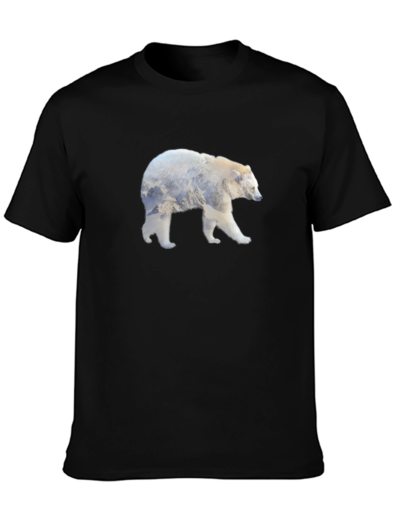 Black Polar Bear Mountain Silhouette T-Shirt view 3