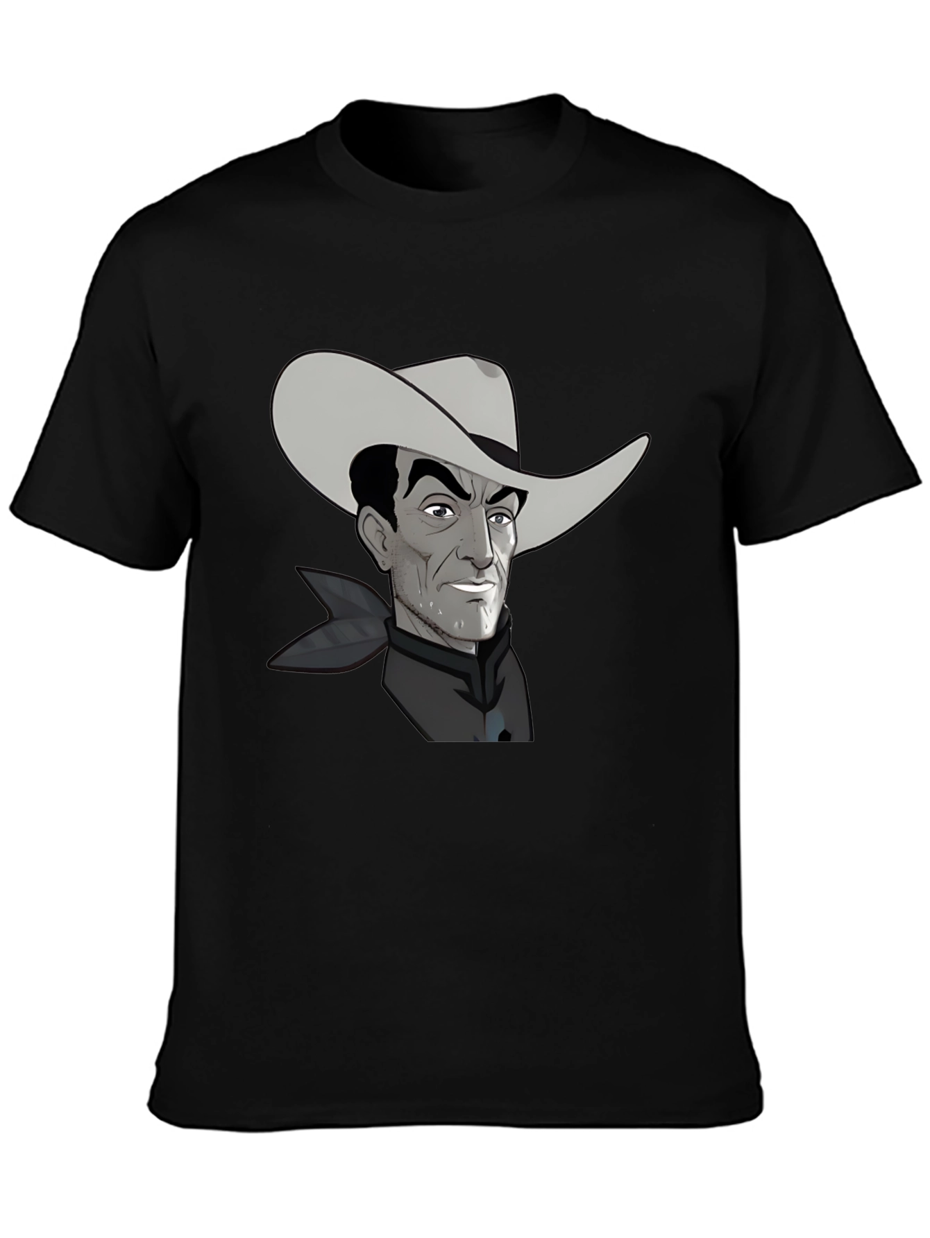 Black Retro Cartoon Cowboy Graphic Tee view 3
