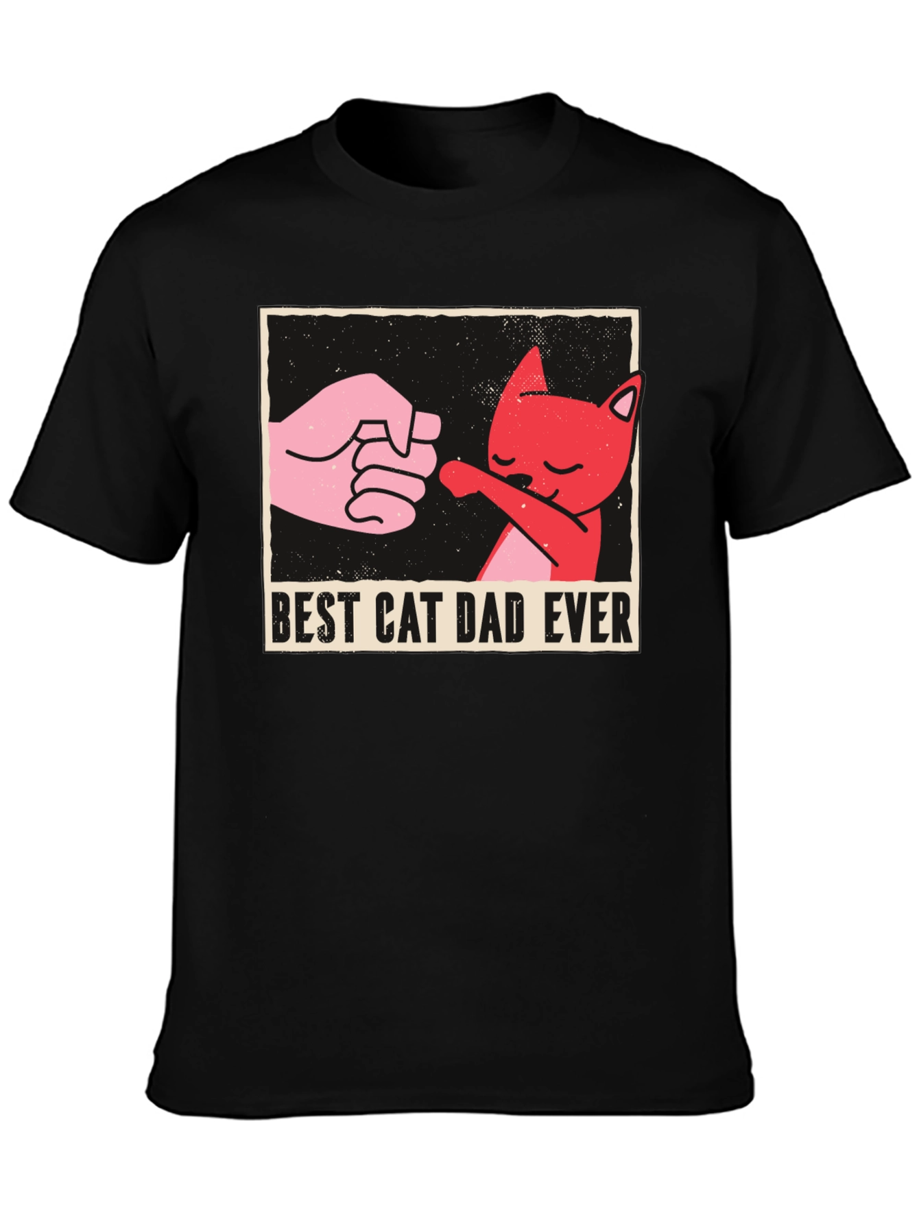 Black Best Cat Dad Ever Graphic Tee - Fun Novelty Shirt view 3
