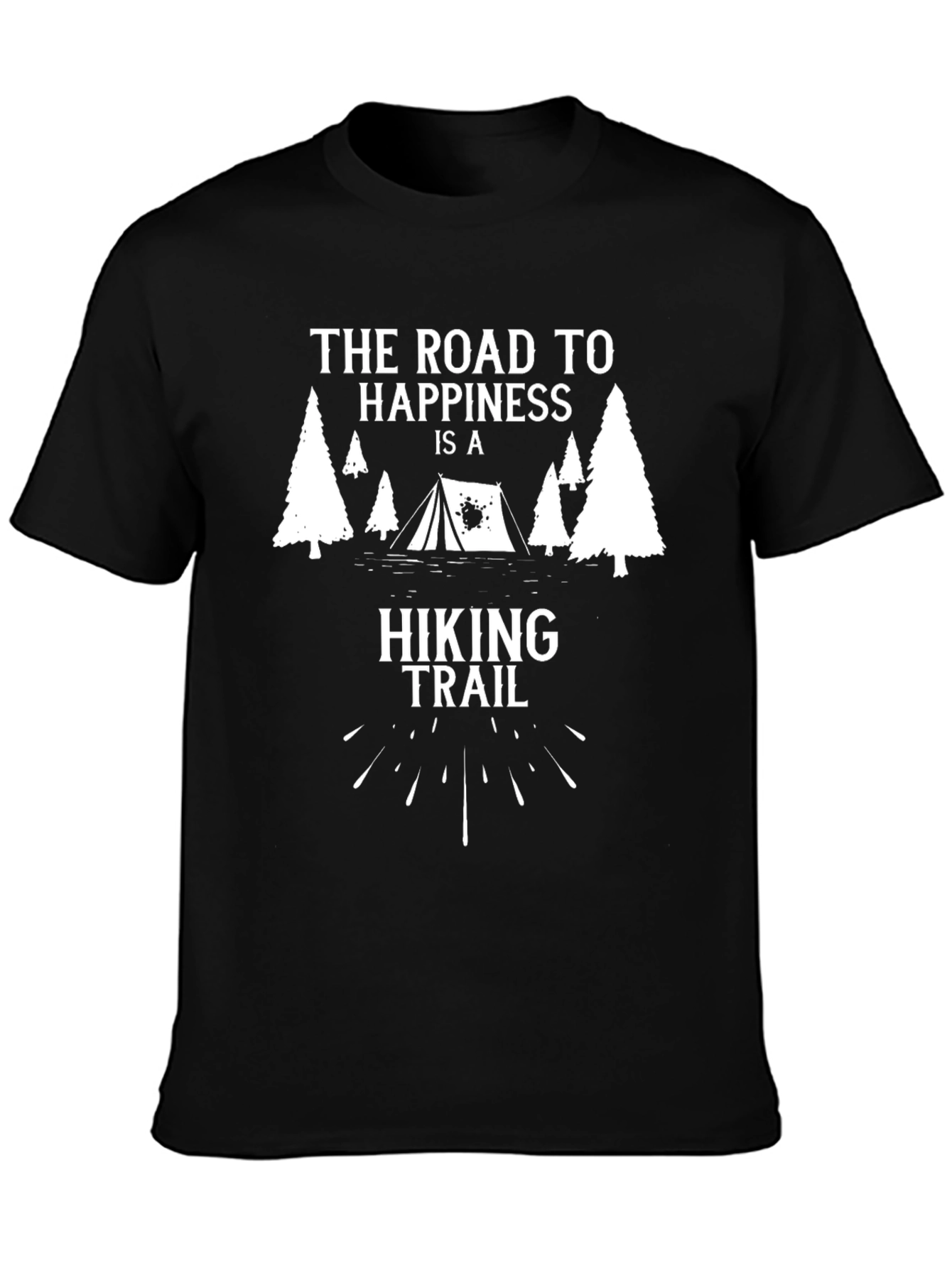 Black Hiking Trail Graphic Tee - The Road to Happiness T-Shirt view 3
