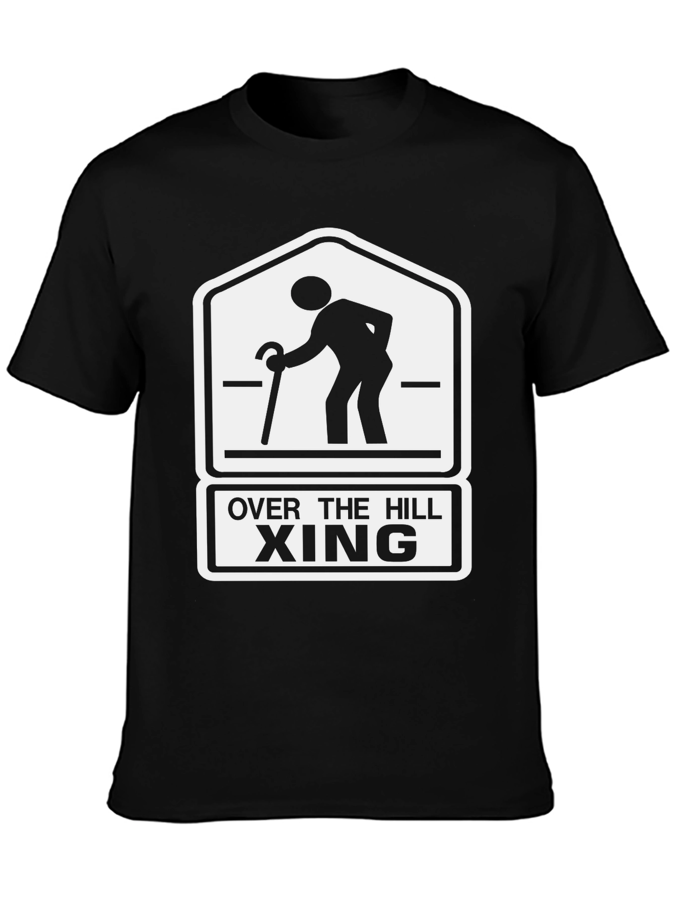 Black Over The Hill Xing Graphic T-Shirt - Black Cotton Blend view 3