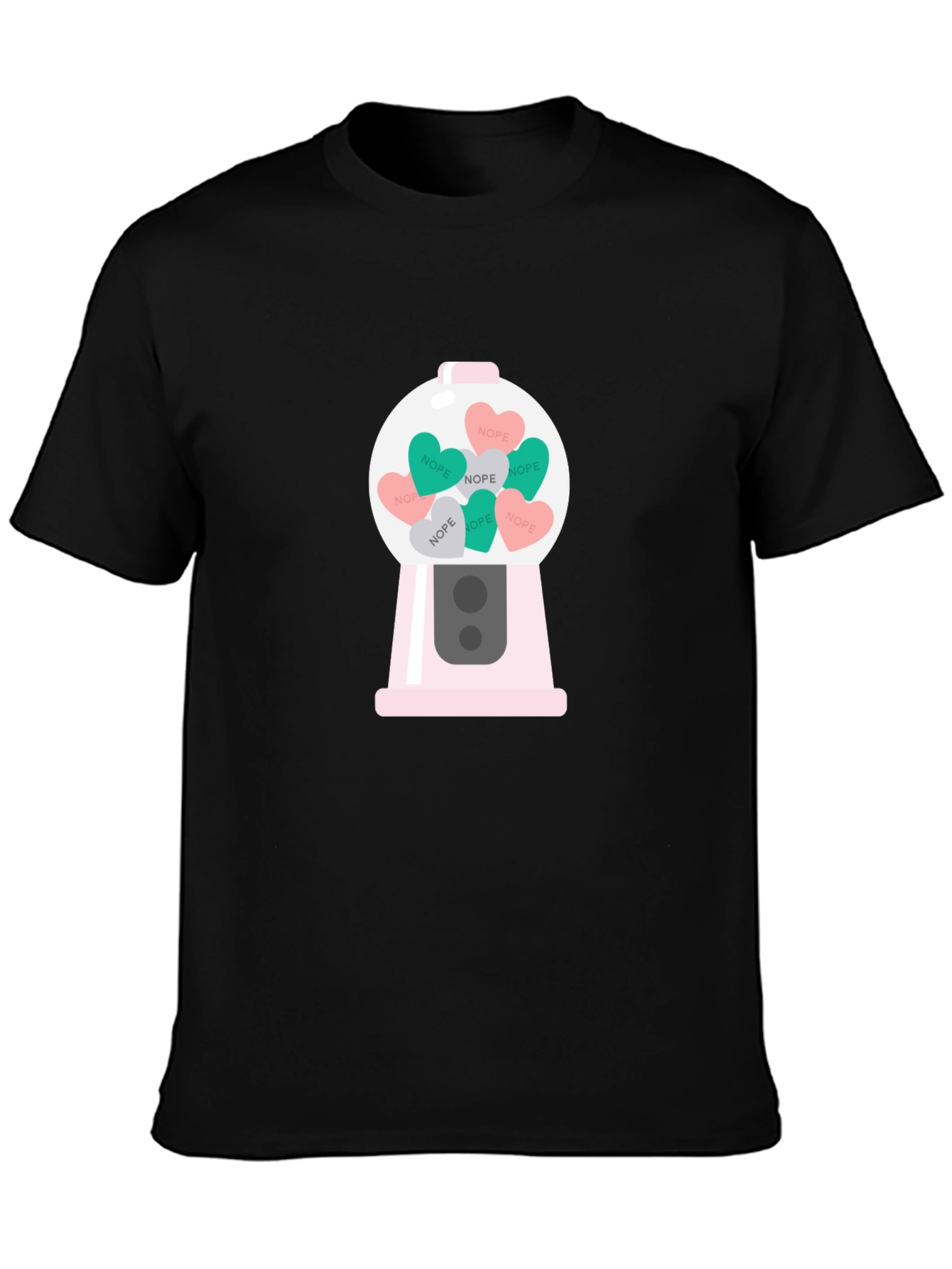 Black Nope Candy Heart Gumball Machine T-Shirt view 3