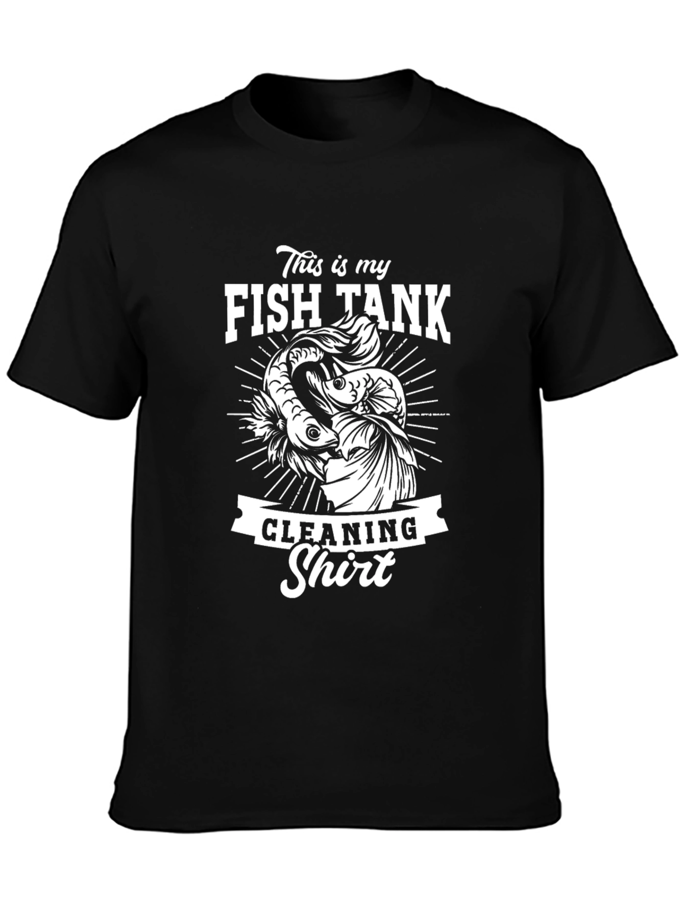 Black Fish Tank Cleaning Shirt - Novelty Betta Fish T-Shirt view 3