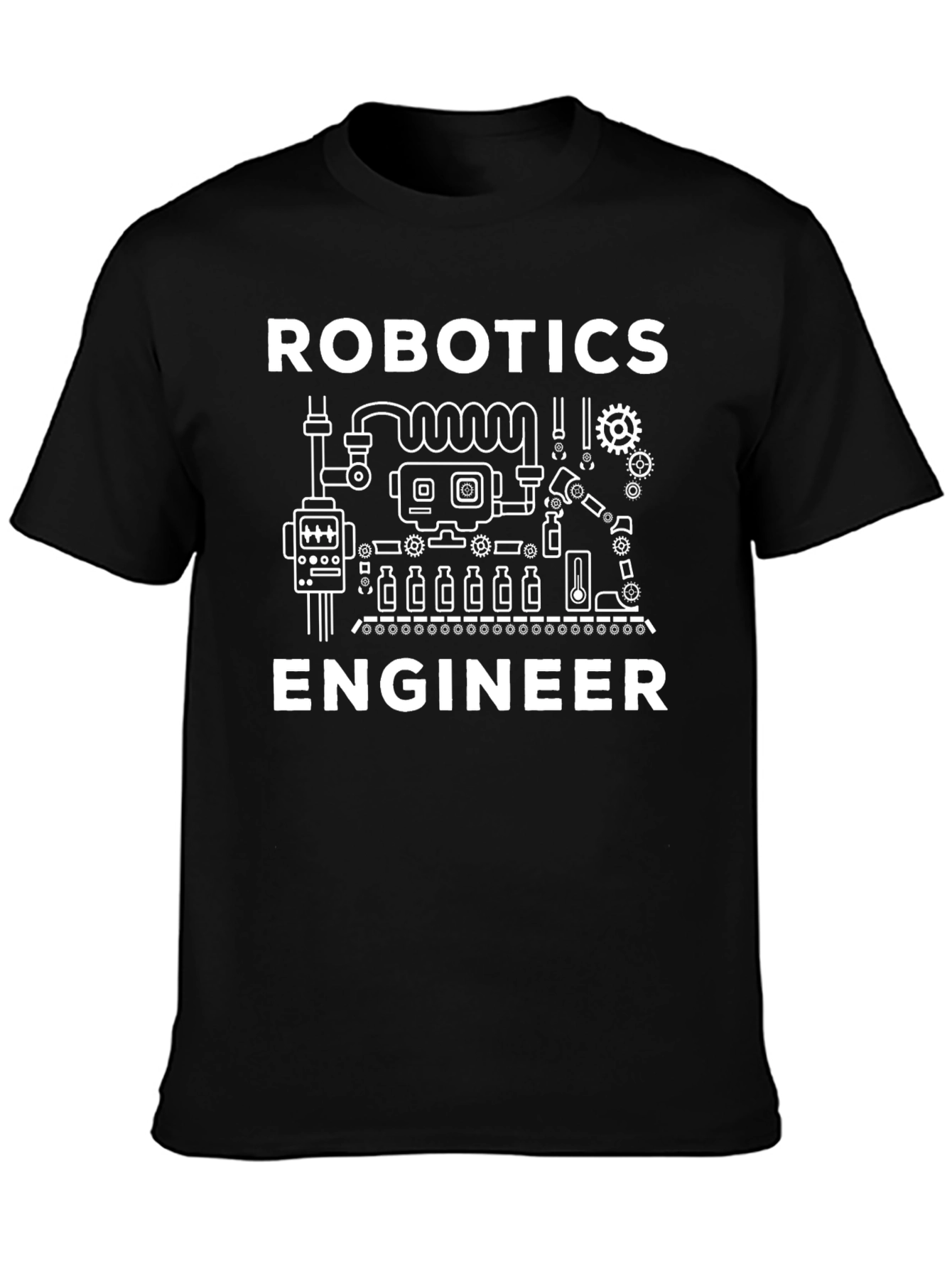 Black Robotics Engineer Graphic Tee - Black Cotton Shirt view 3