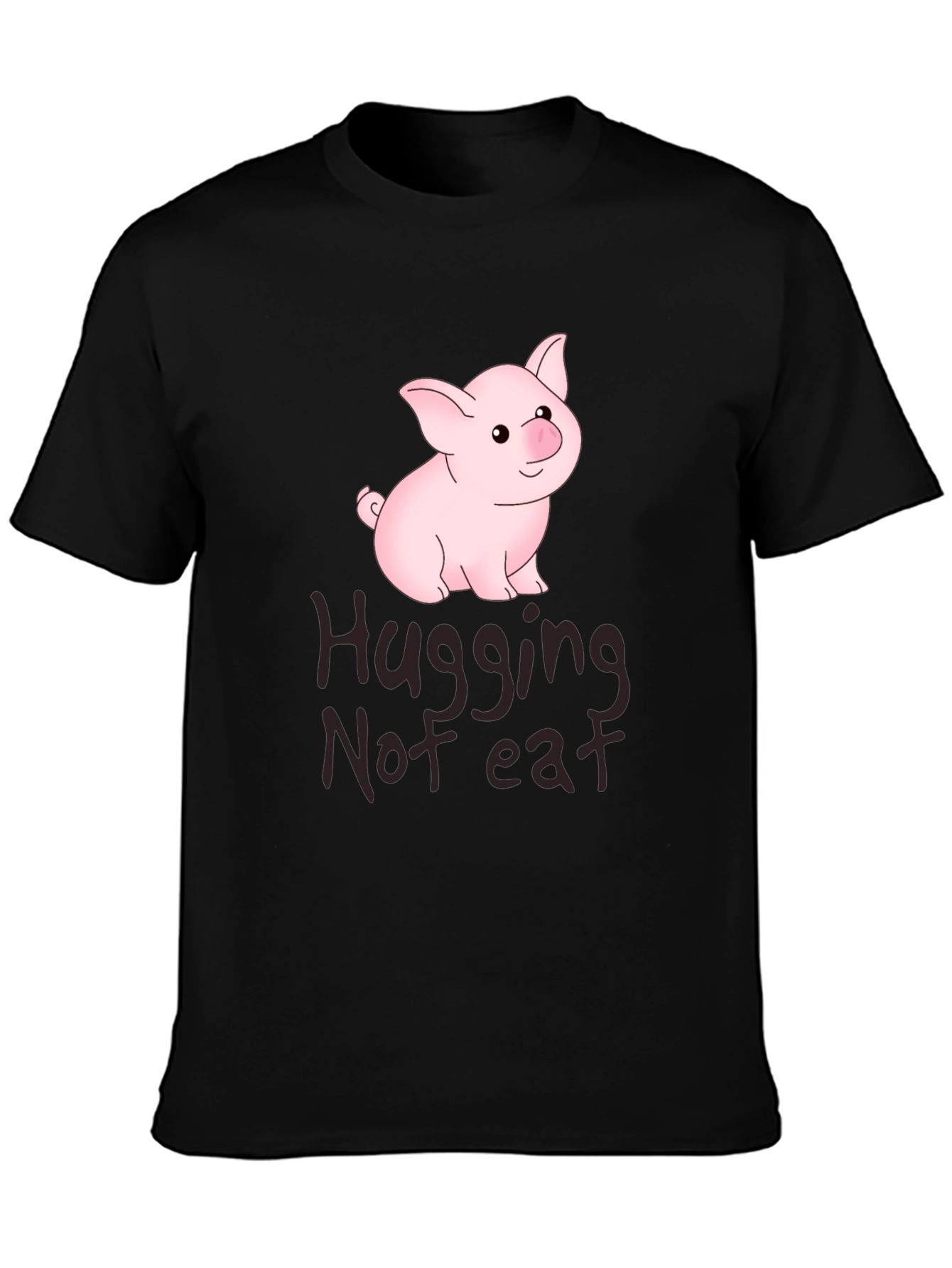 Black Hugging Not Eating Pig T-Shirt view 3