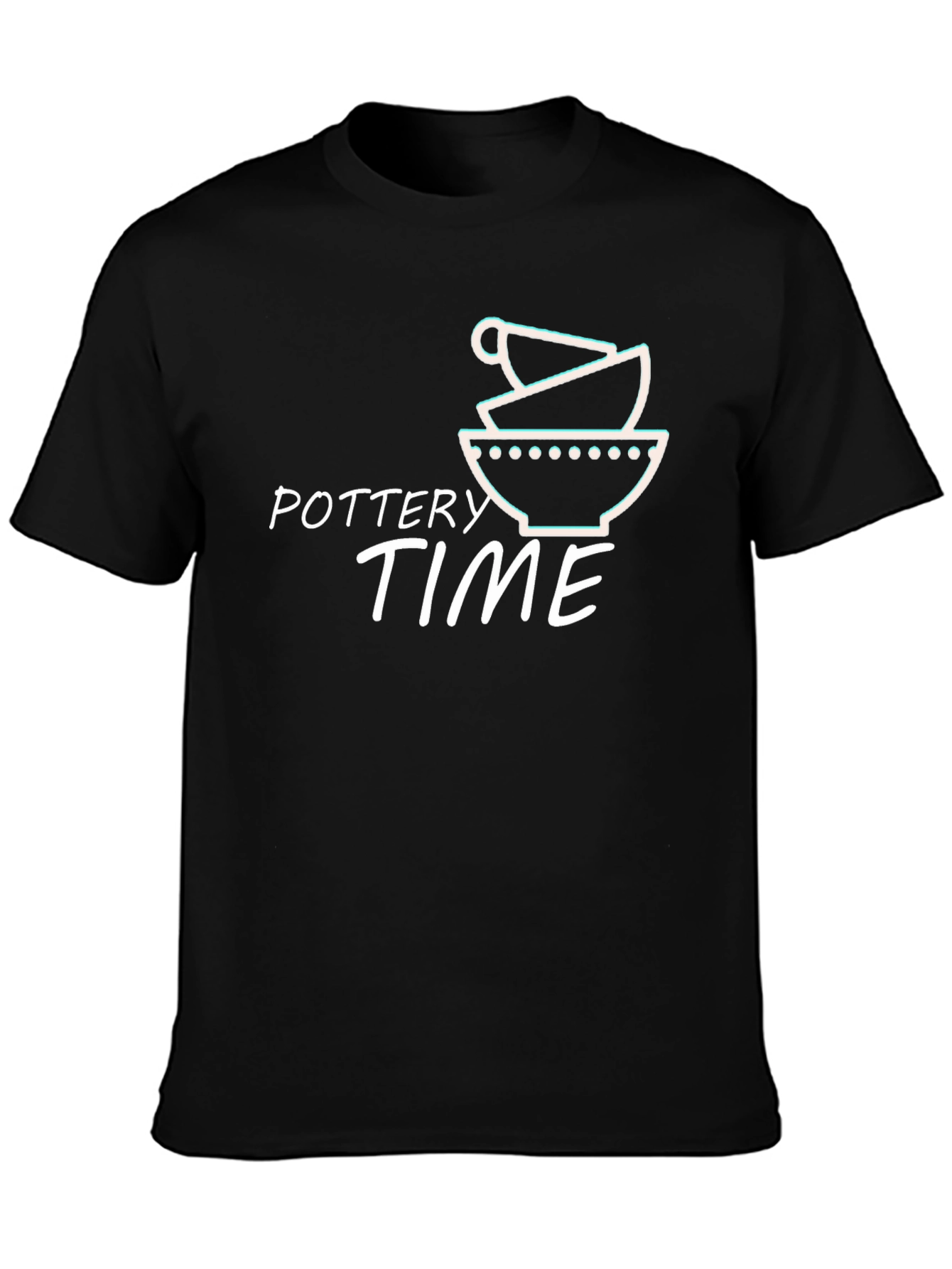 Black Pottery Time Graphic Tee - Black Cotton T-Shirt view 3