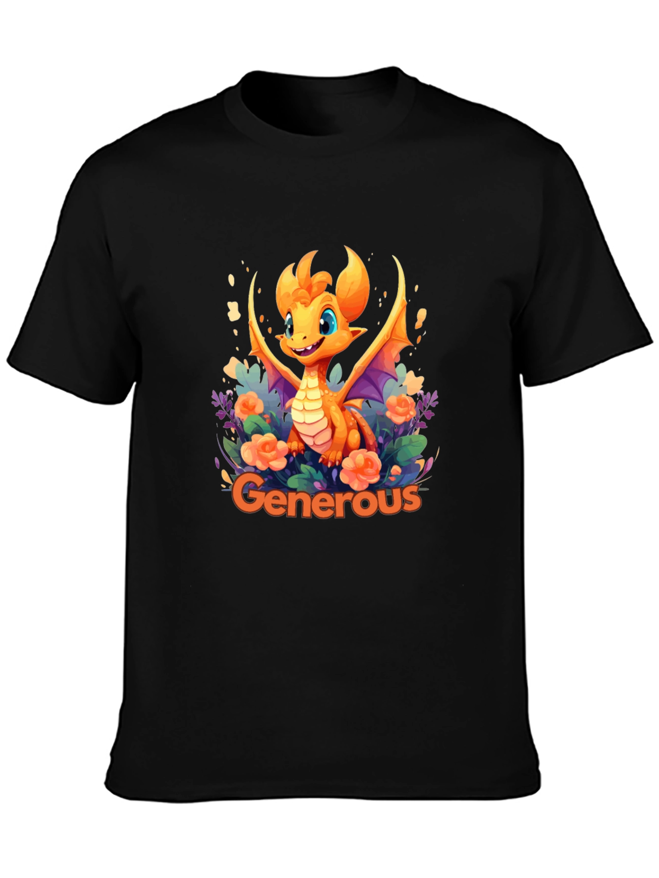Black Generous Dragon Graphic T-Shirt view 3