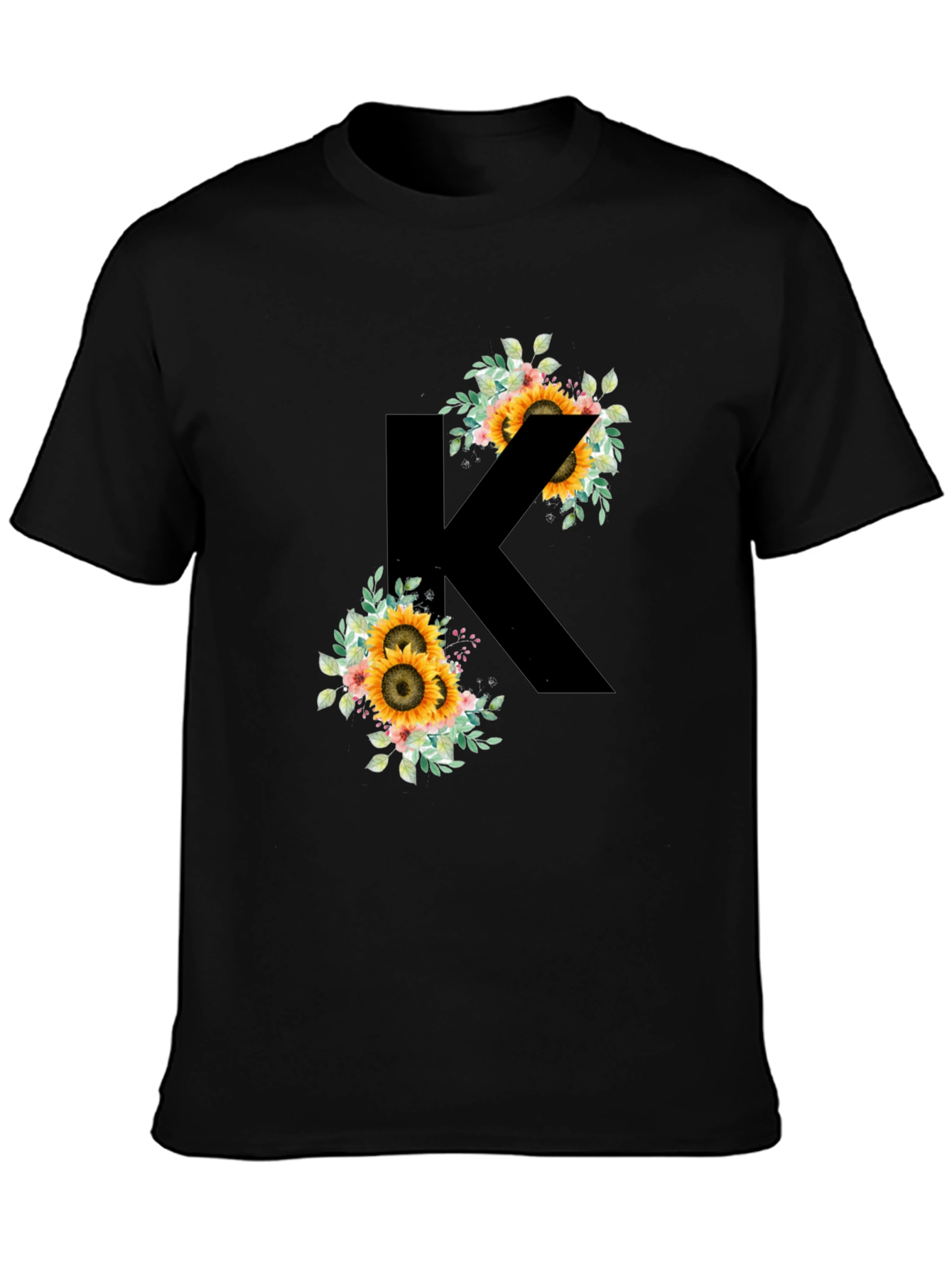 Sunflower Letter K Black T-Shirt - 3