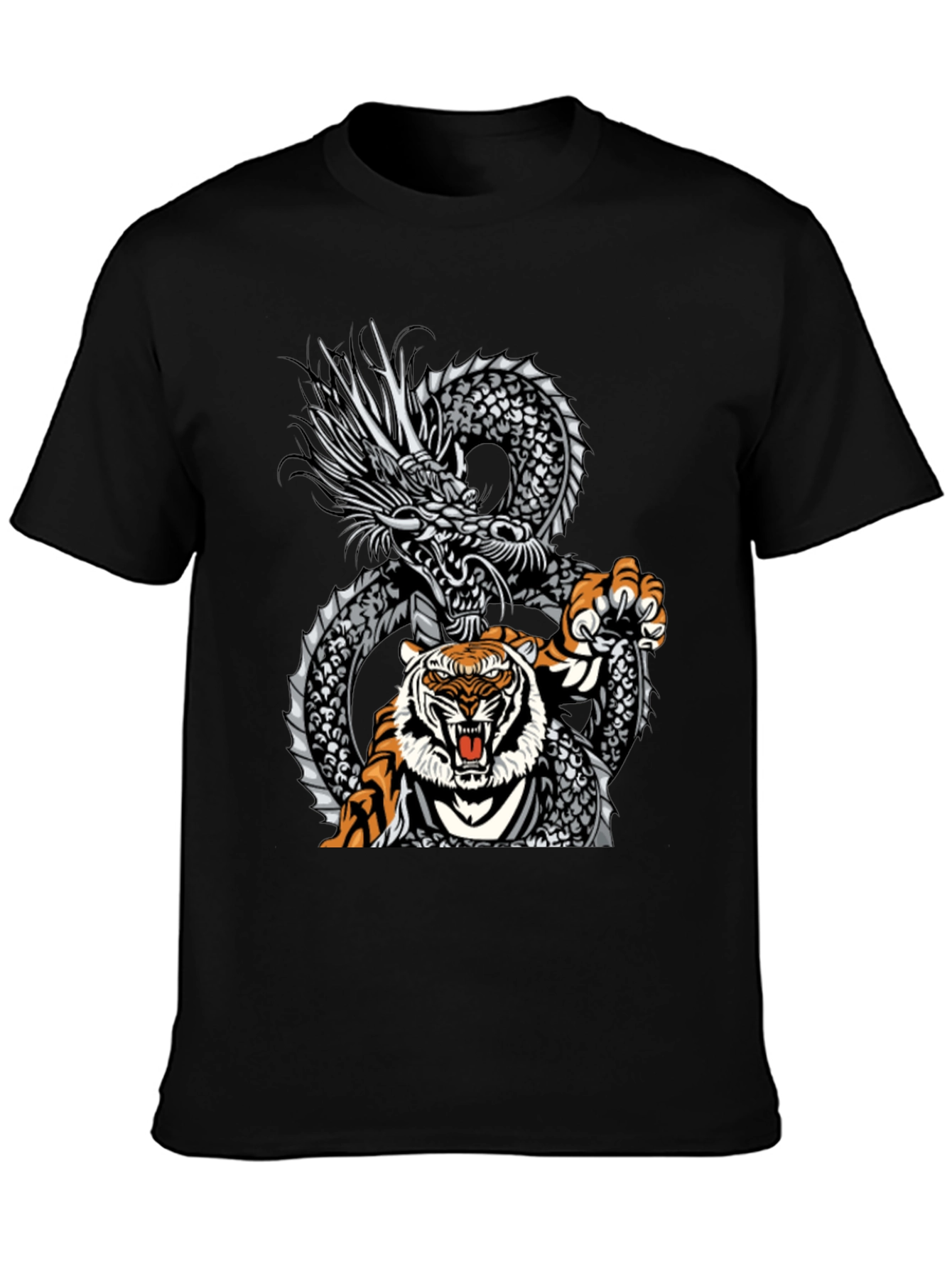Black Dragon and Tiger Graphic Tee - Bold Streetwear view 3
