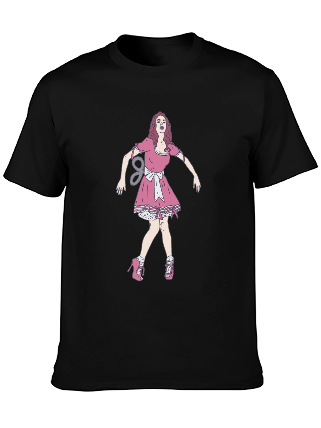 Black Black Tee with Doll Print view 3