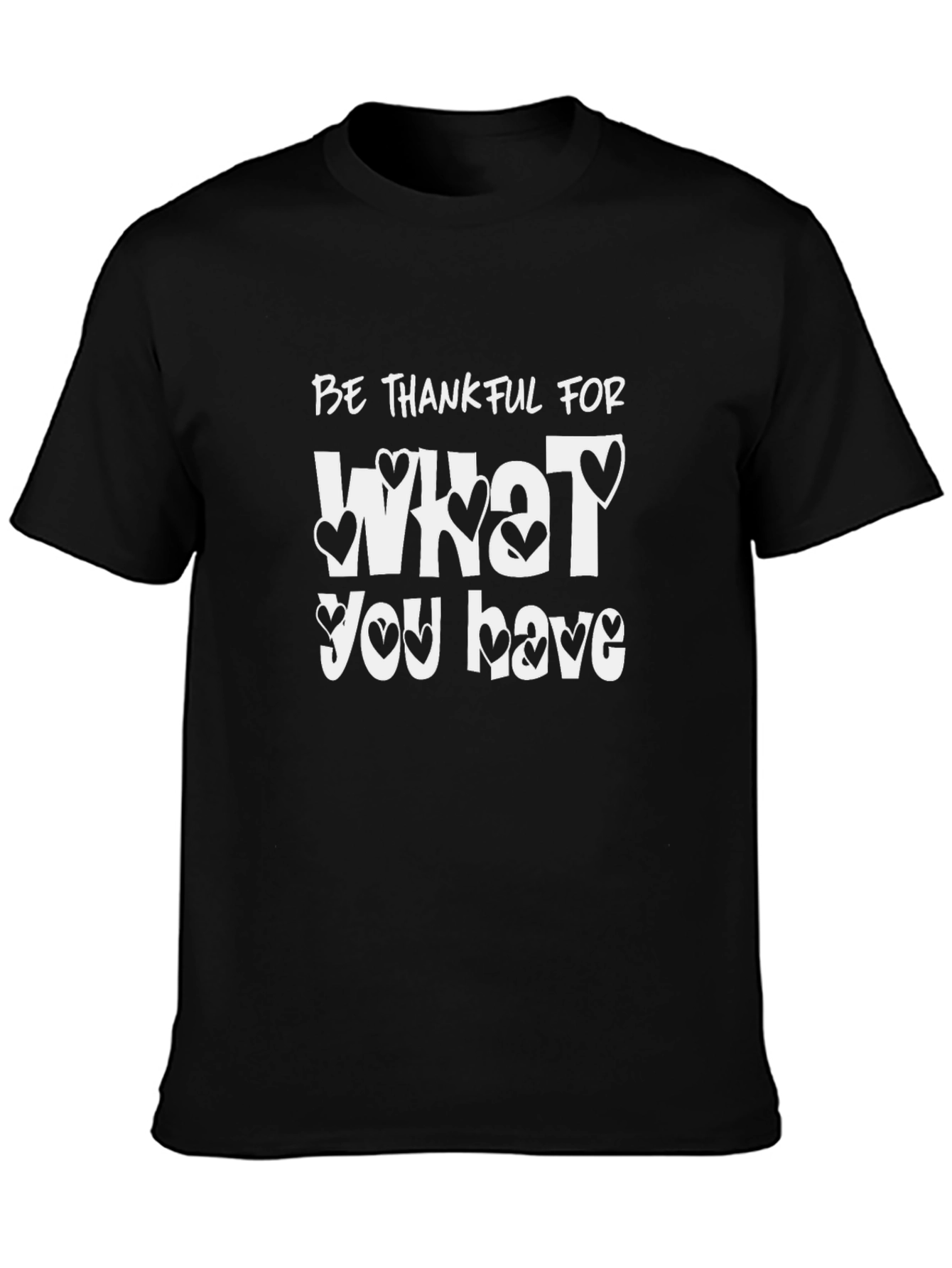 Black Thankful Heart Graphic Black T-Shirt view 3