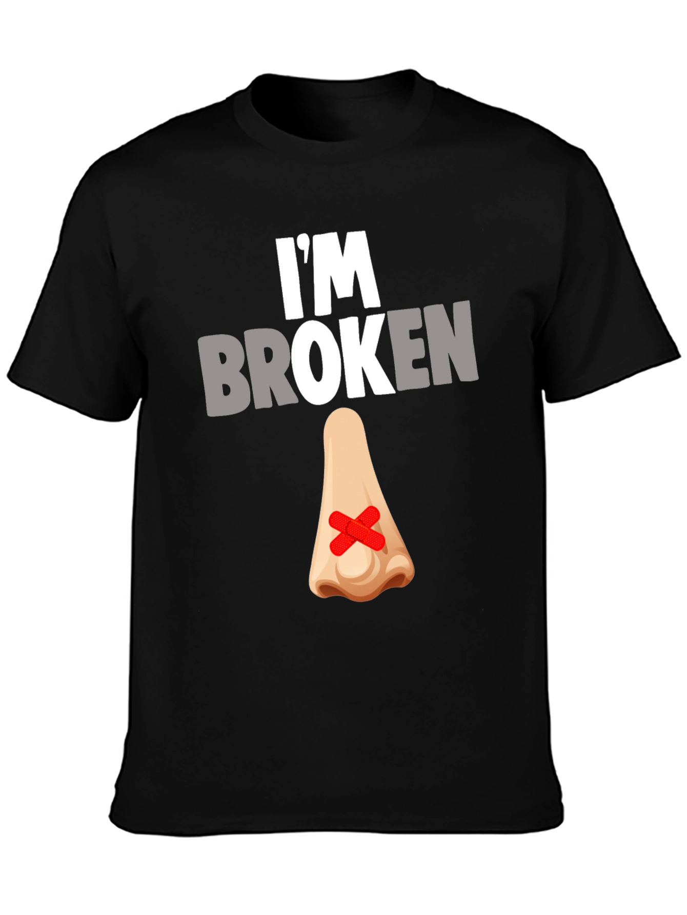 Black I'm Broken Nose T-Shirt - Novelty Graphic Tee view 3