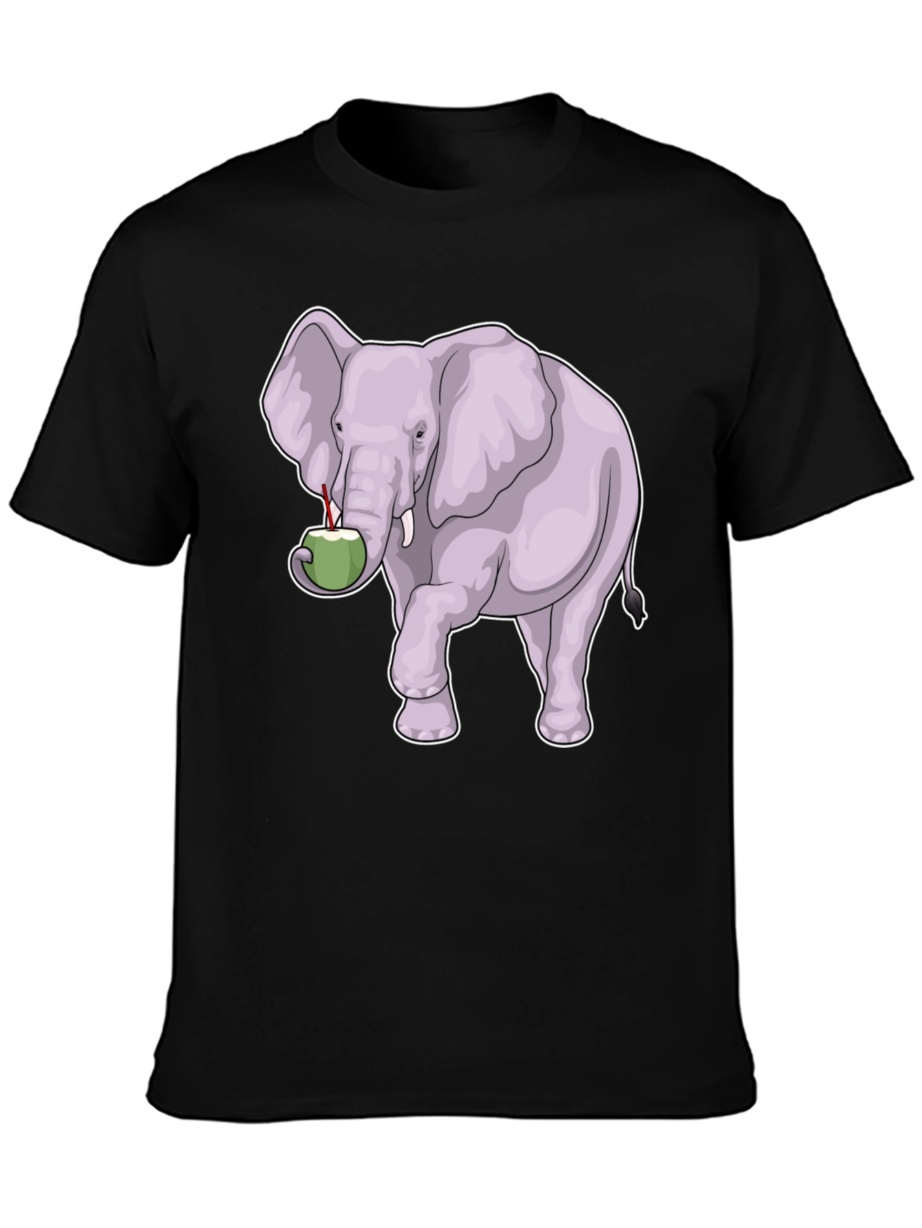 Black Elephant & Coconut T-Shirt - Unique Graphic Tee view 3