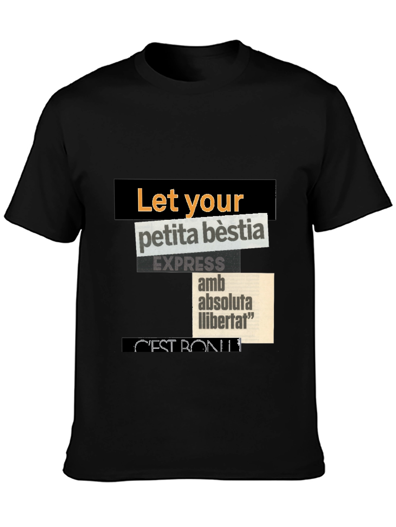 Black Abstract Collage Graphic T-Shirt view 3