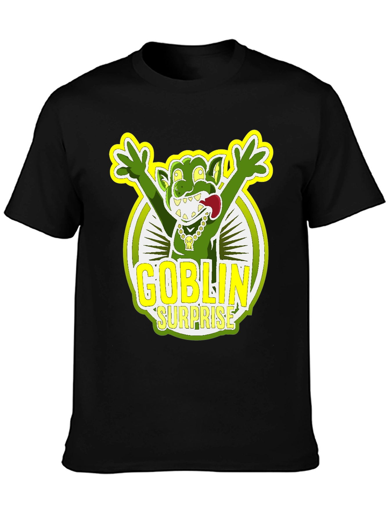 Black Goblin Surprise Graphic Tee - Black Crew Neck T-Shirt view 3