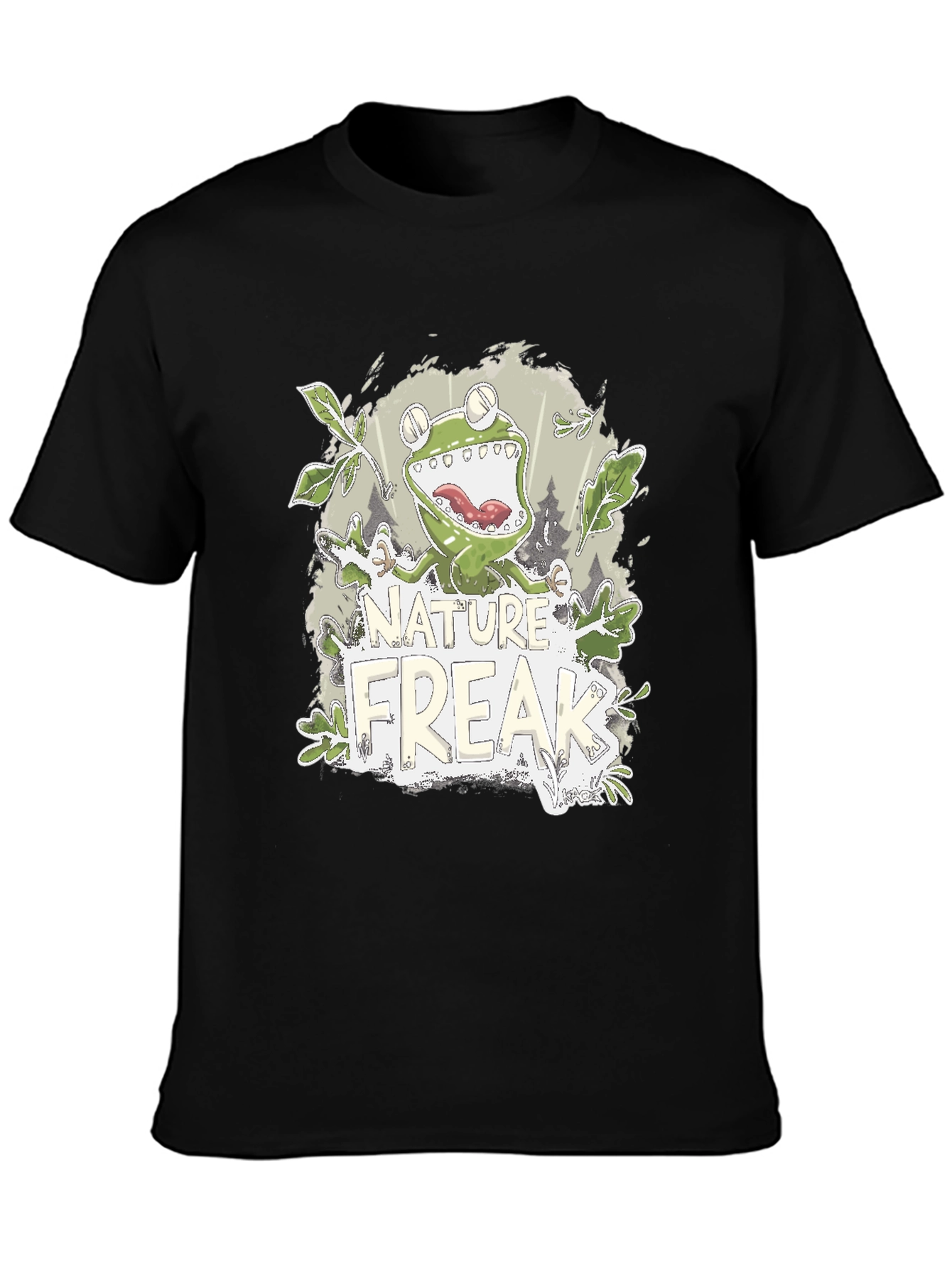 Black Nature Freak Frog Graphic T-Shirt view 3