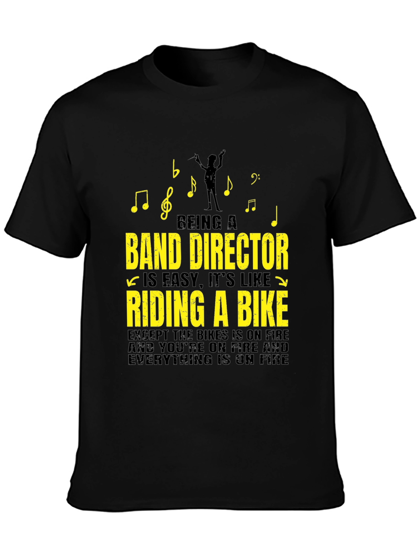 Black Band Director T-Shirt - Riding a Bike On Fire view 3