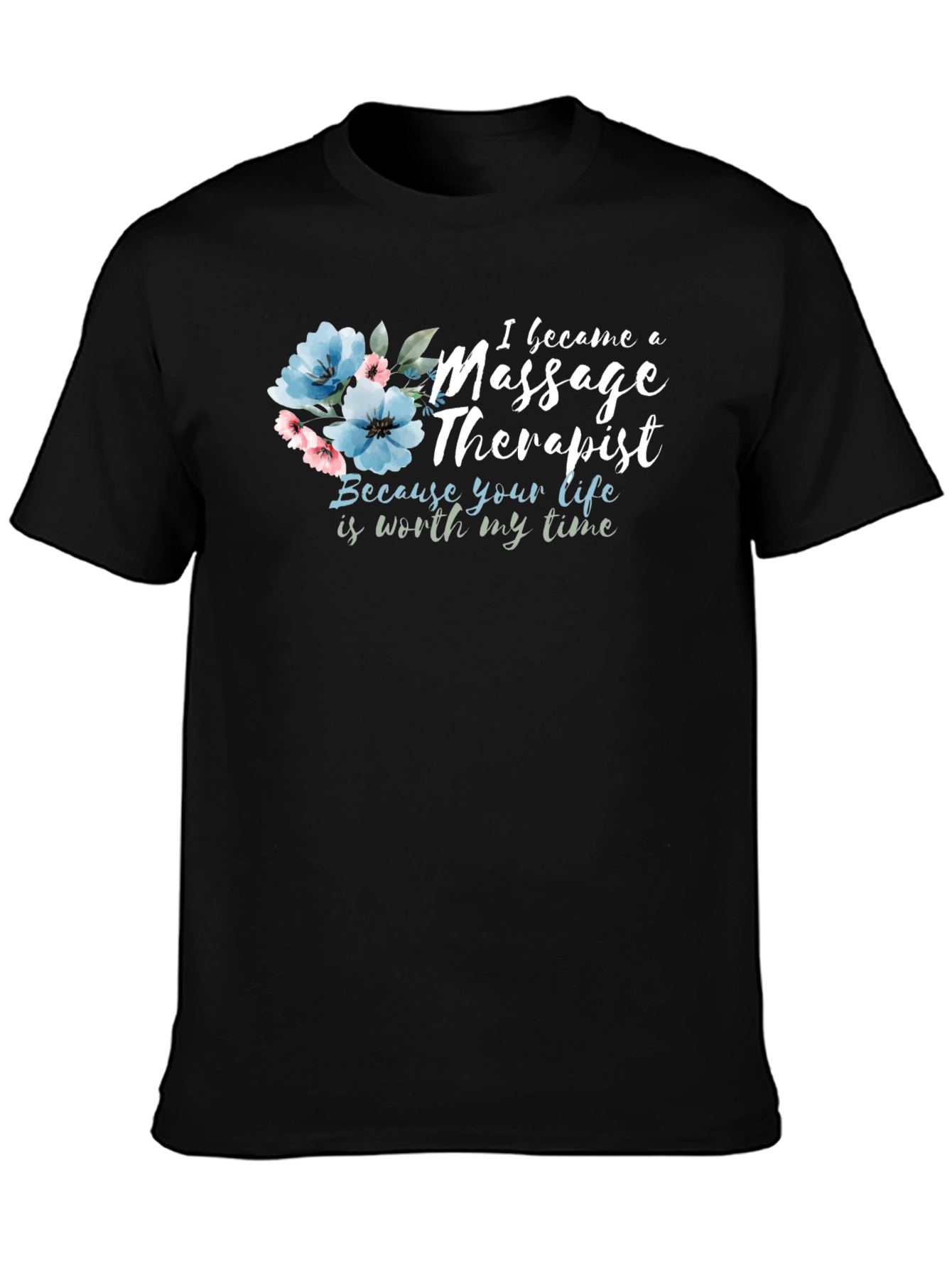 Black Massage Therapist Floral Tee - Worth My Time view 3