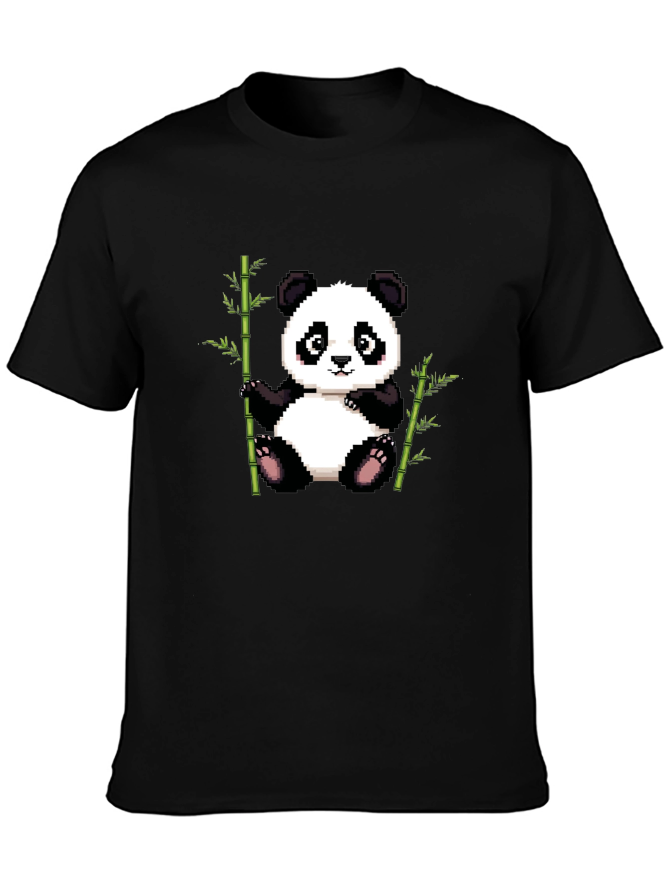 Black Pixel Panda T-Shirt - Cute Panda Bamboo Design view 3