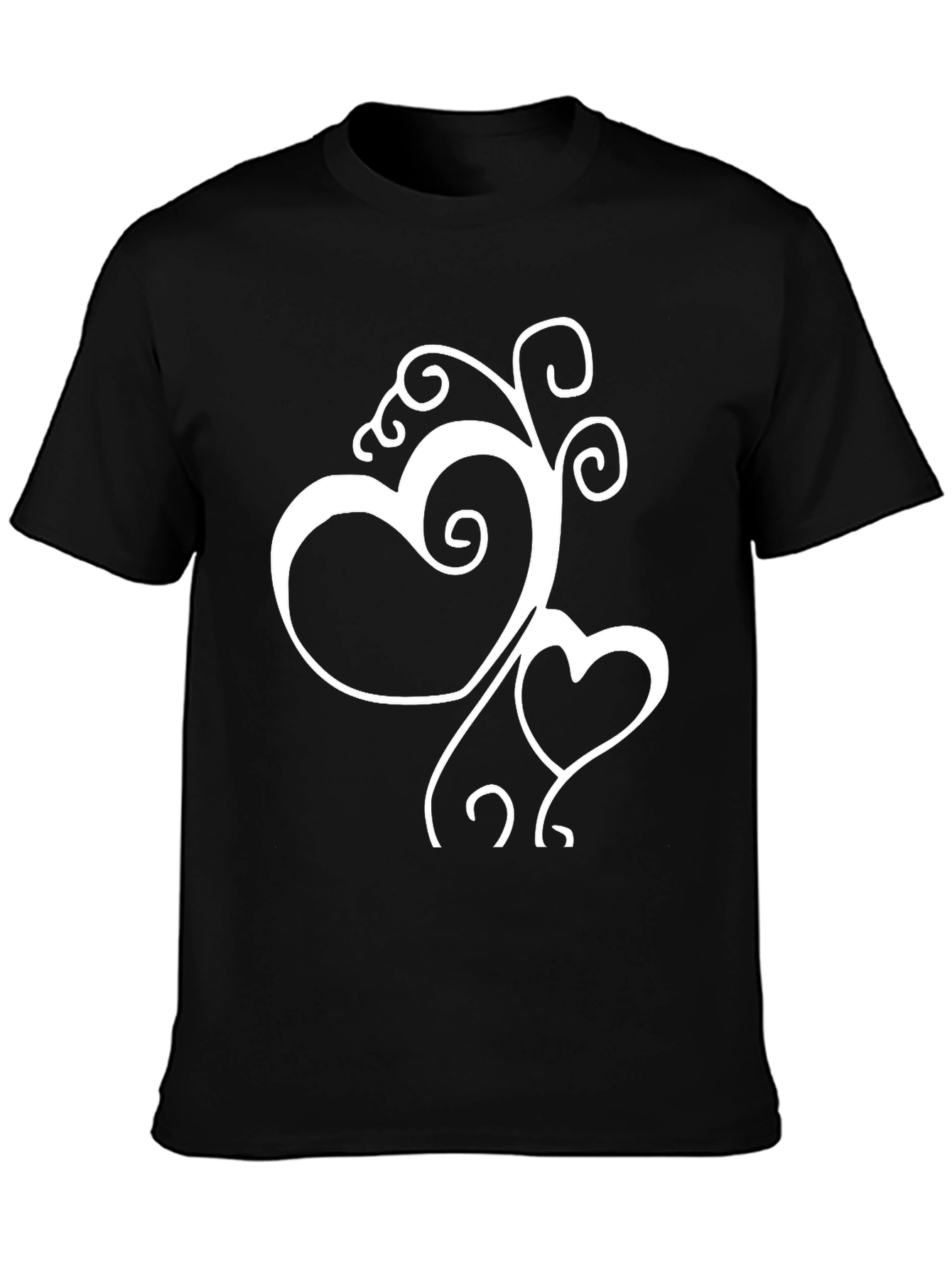 Black Heart Swirl Graphic Tee - Black Casual Shirt view 3