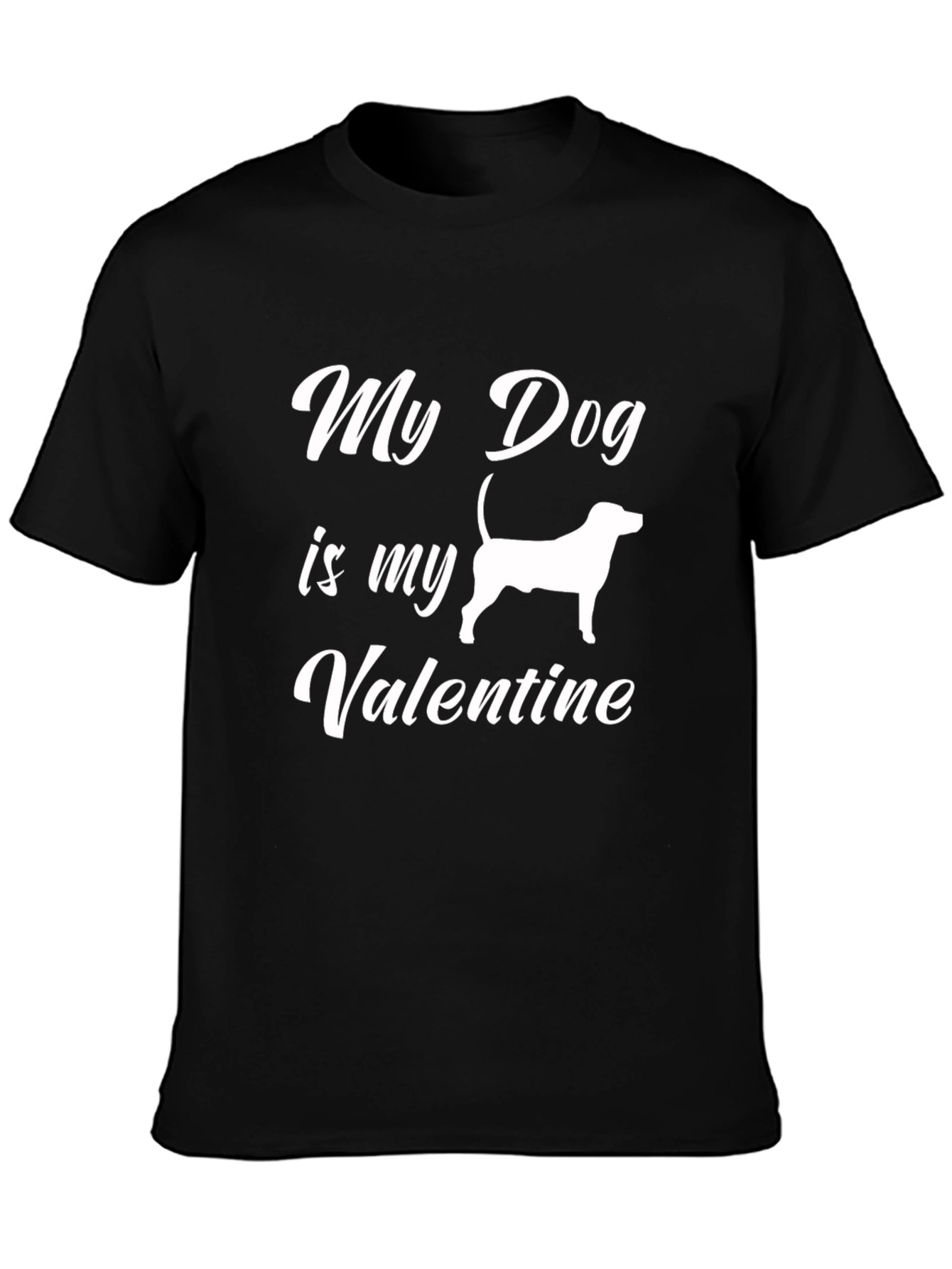 Black My Dog is My Valentine Black T-Shirt view 3