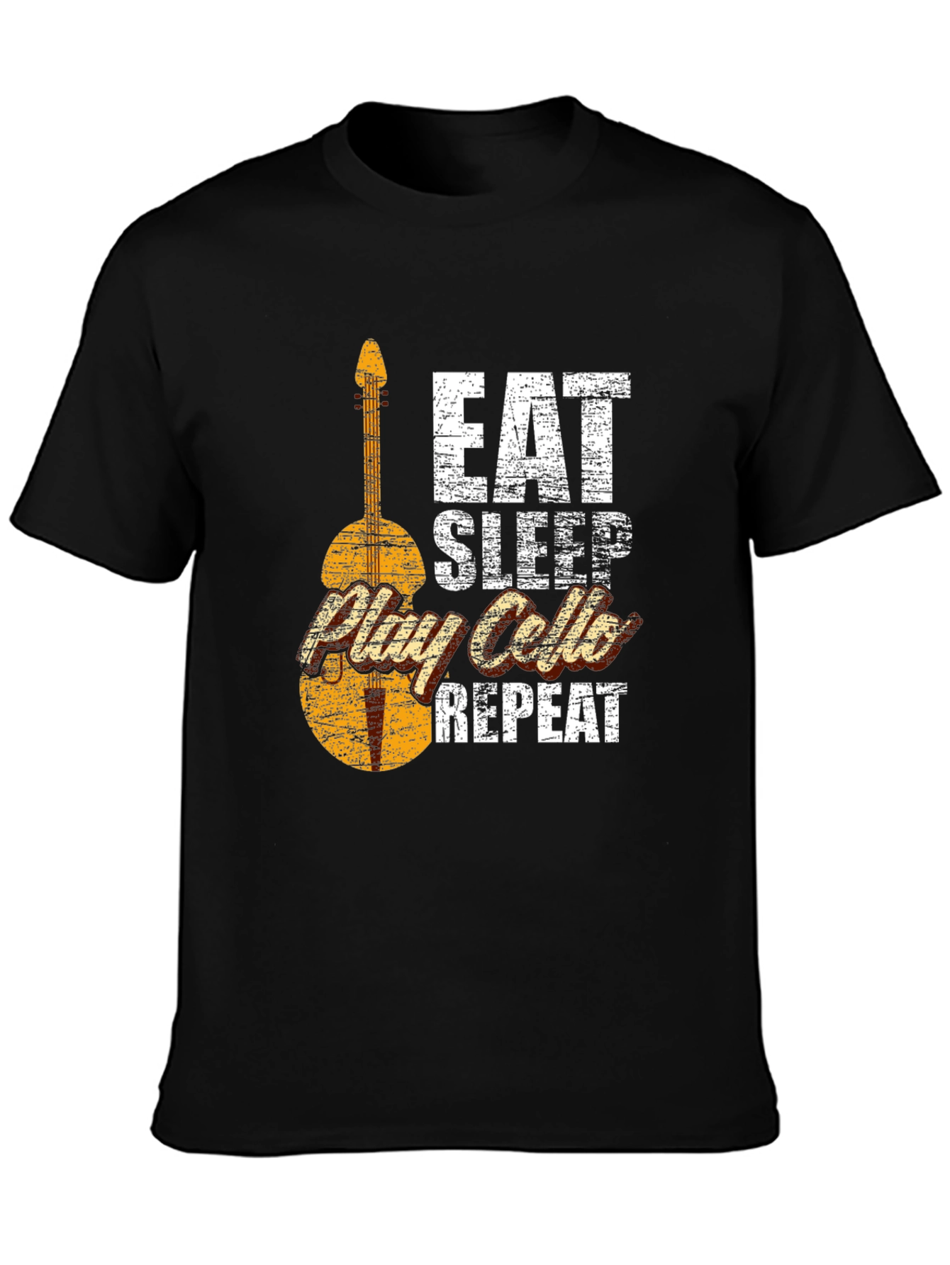 Black Eat Sleep Play Cello Repeat T-Shirt view 3