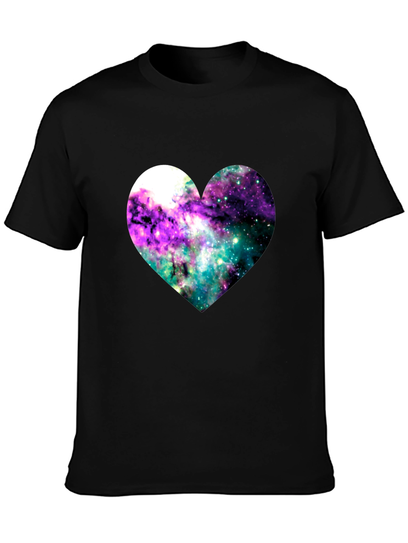 Black Galaxy Heart Graphic Tee - Black Cotton Blend view 3