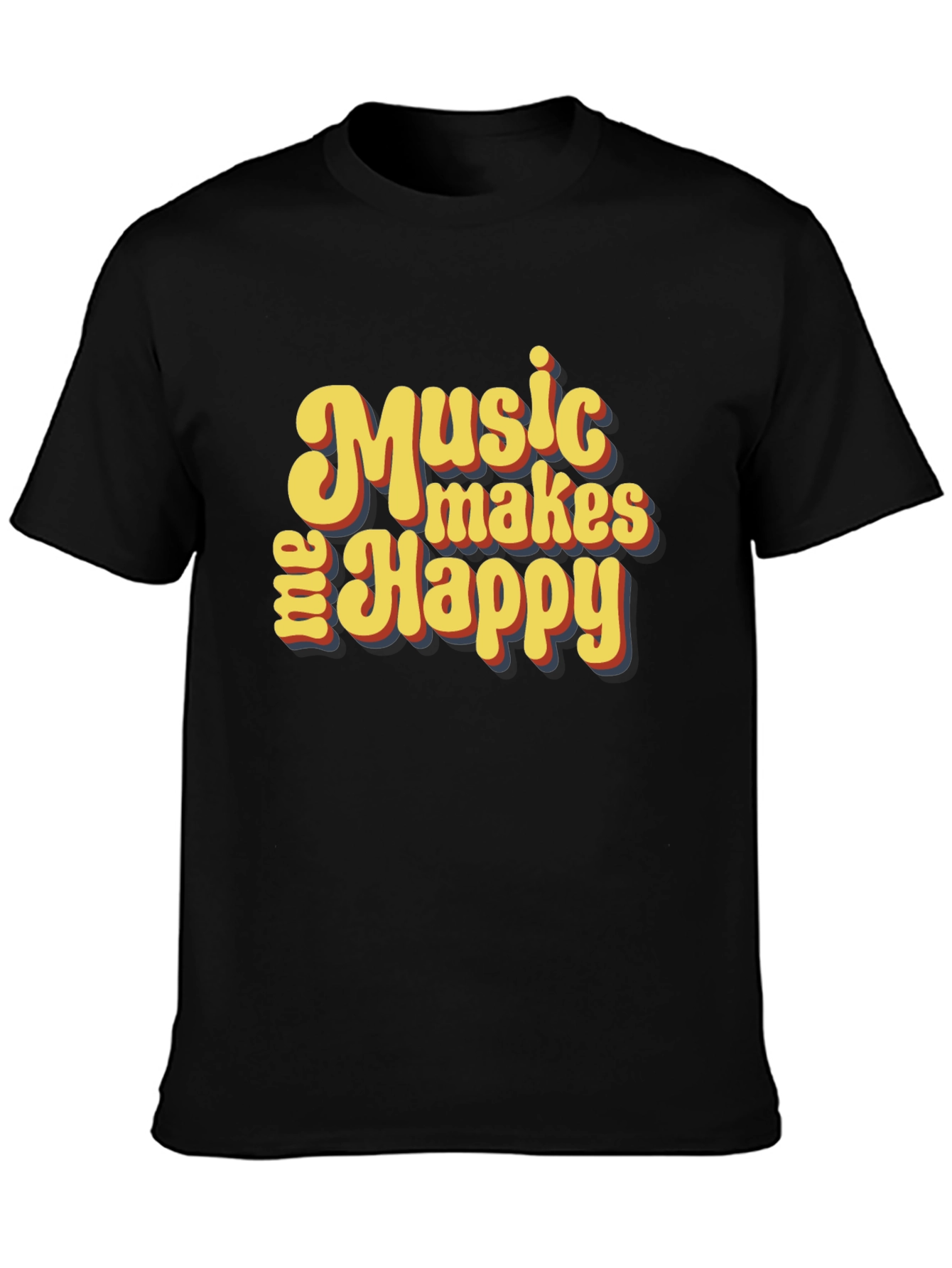 Music Makes Me Happy Graphic T-Shirt - Retro Style - 3