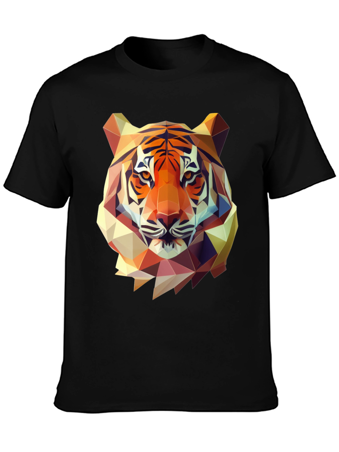 Black Geometric Tiger Graphic Tee - Men's Black T-Shirt view 3