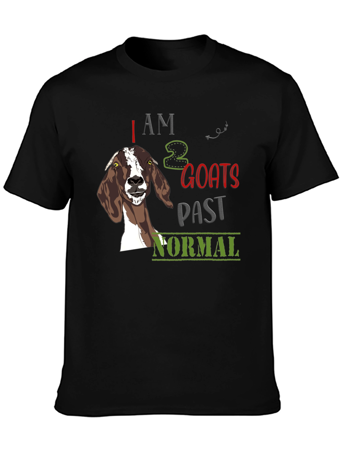 Black I am 2 Goats Past Normal Graphic Tee view 3
