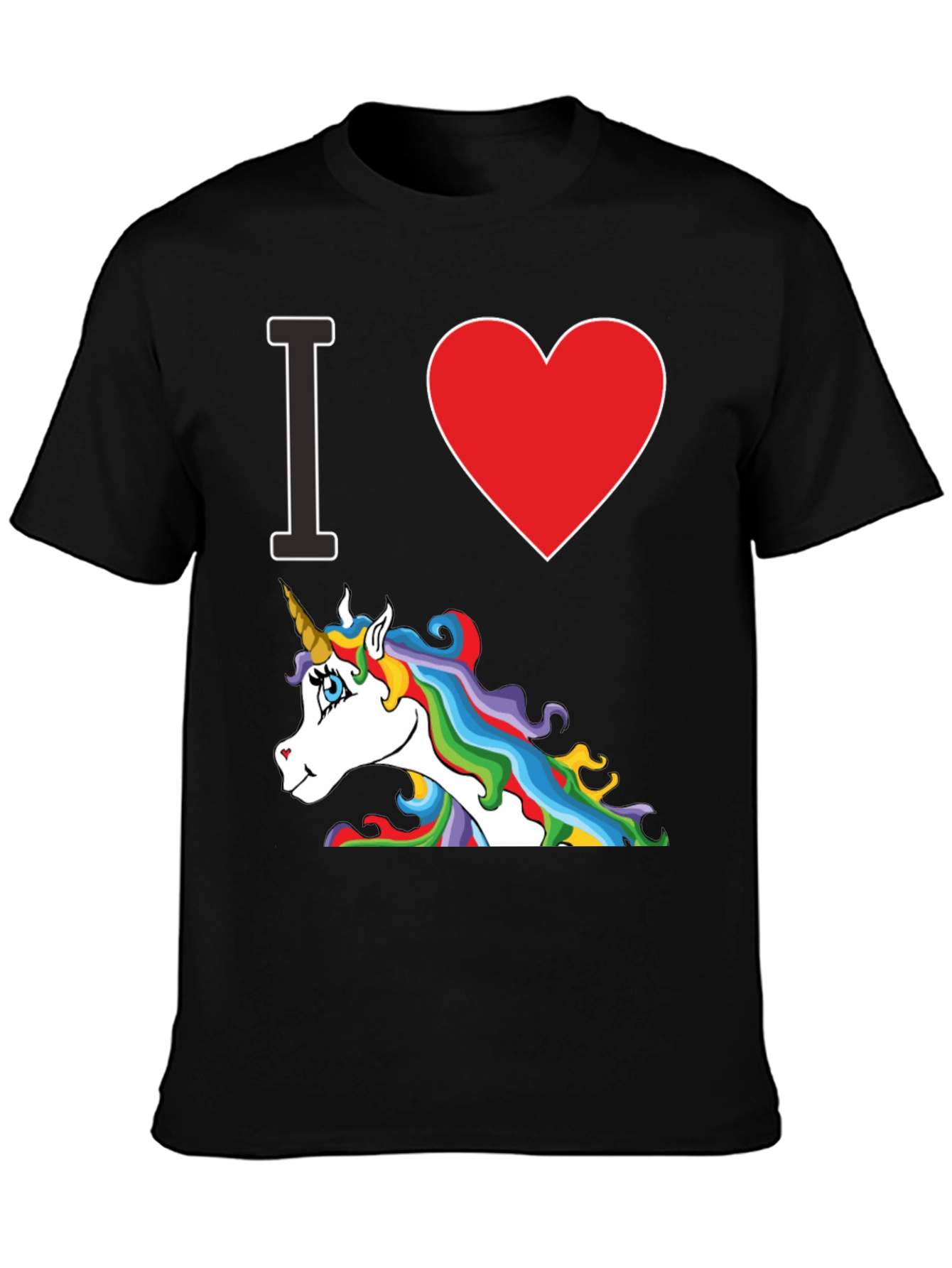 Black I Heart Unicorn Black T-Shirt view 3