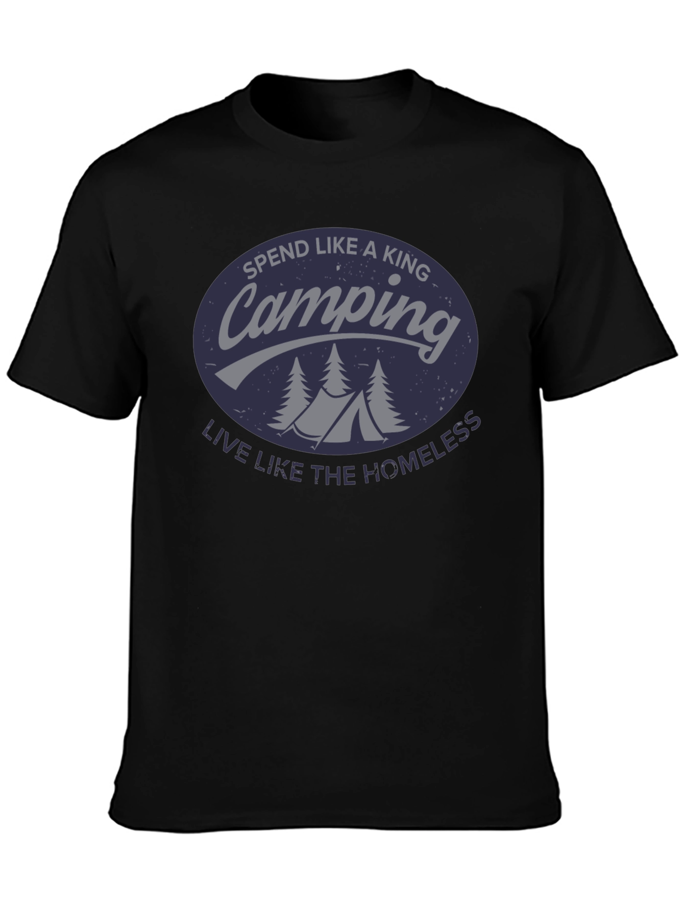 Black Camping King T-Shirt - Funny Outdoor Adventure Tee view 3