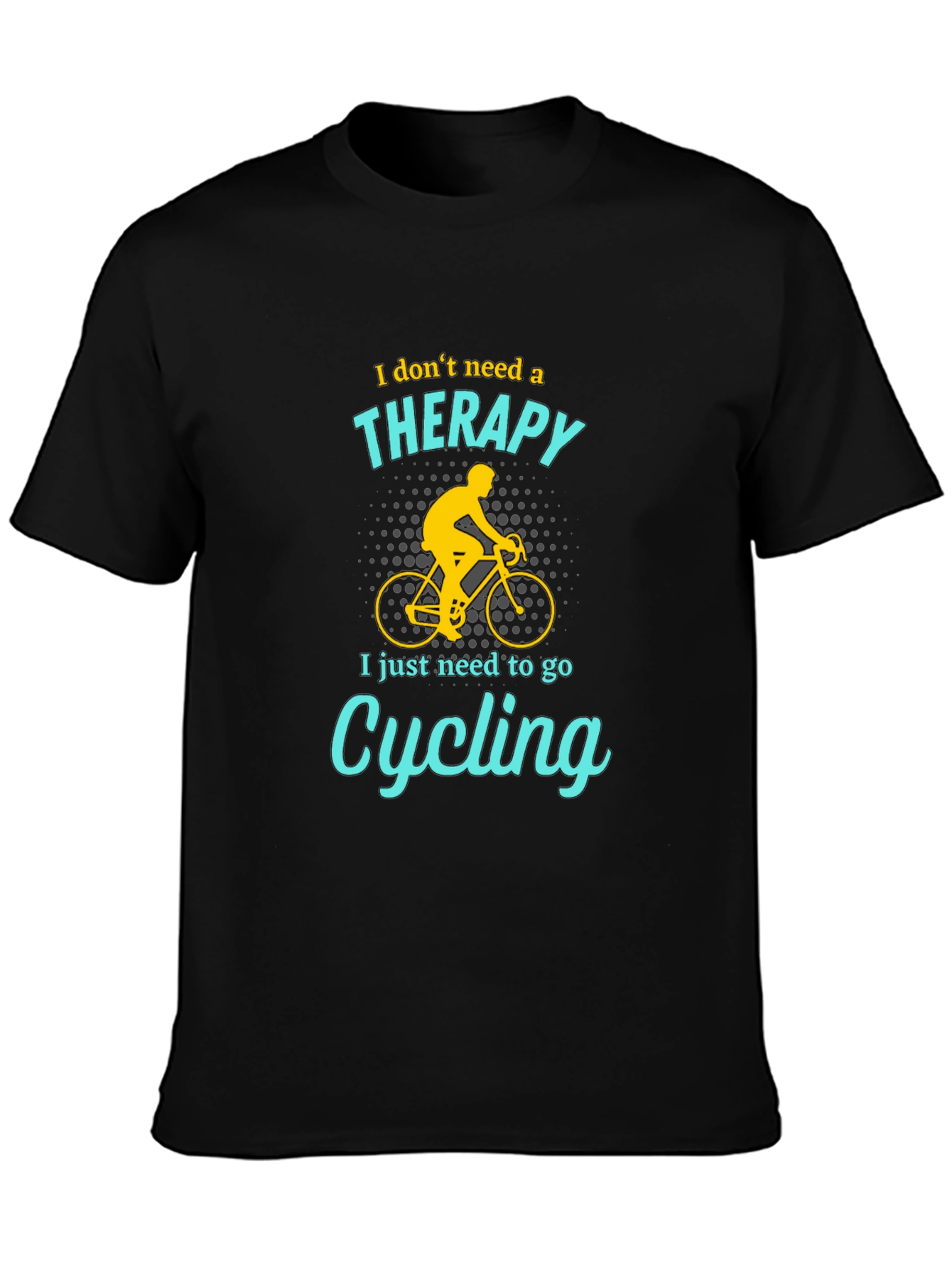 Black Cycling Therapy T-Shirt - Funny Biker Tee view 3