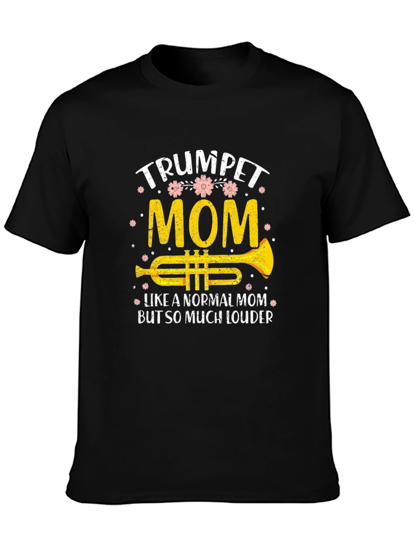 Black Trumpet Mom T-Shirt, Musician Gift view 3