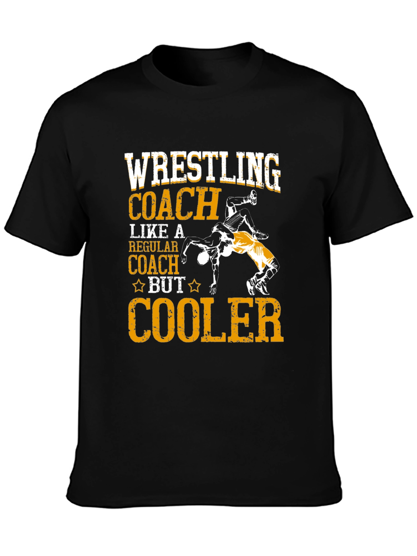 Black Wrestling Coach T-Shirt - Cooler Design view 3