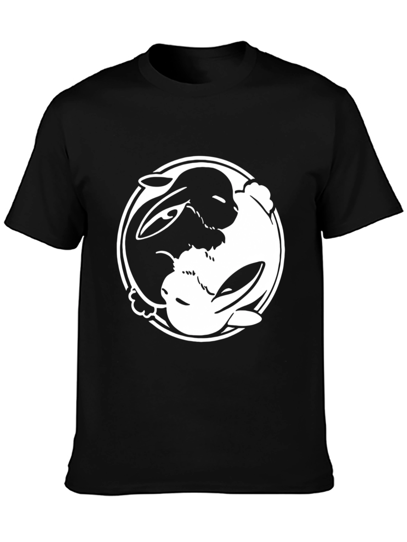 Black Yin Yang Rabbit Graphic T-Shirt - Balance & Style view 3