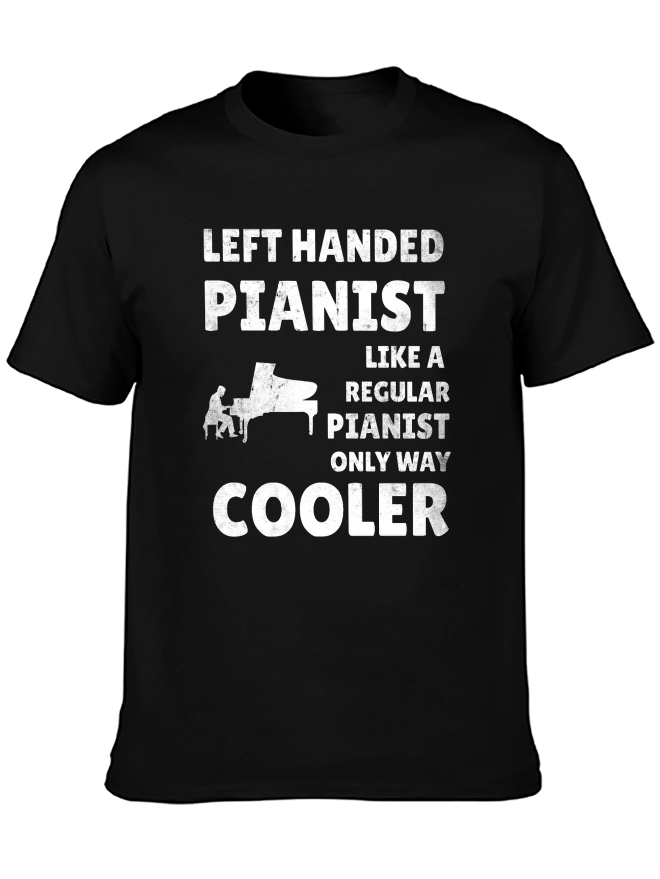 Black Left Handed Pianist Funny T-Shirt view 3