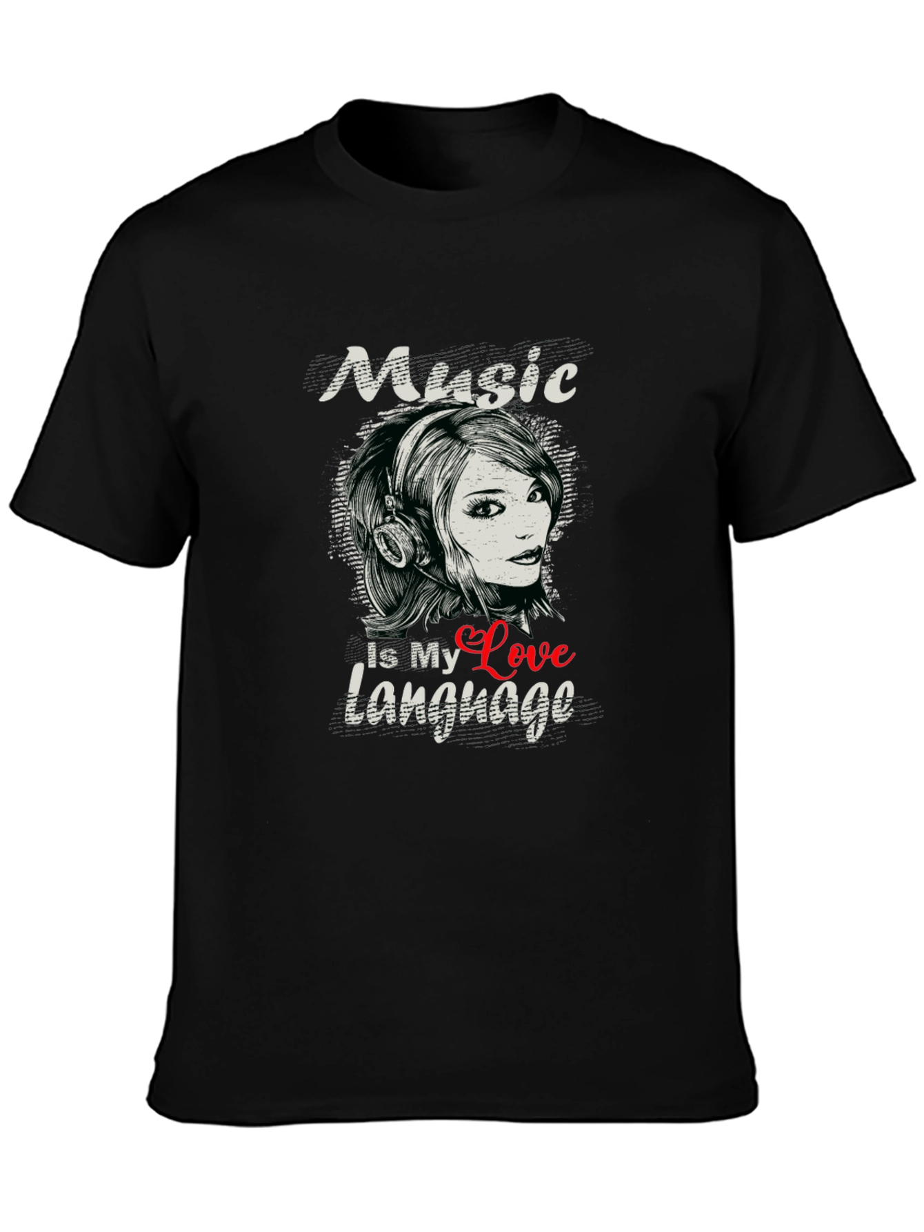 Black Music Is My Love Language Black T-Shirt view 3