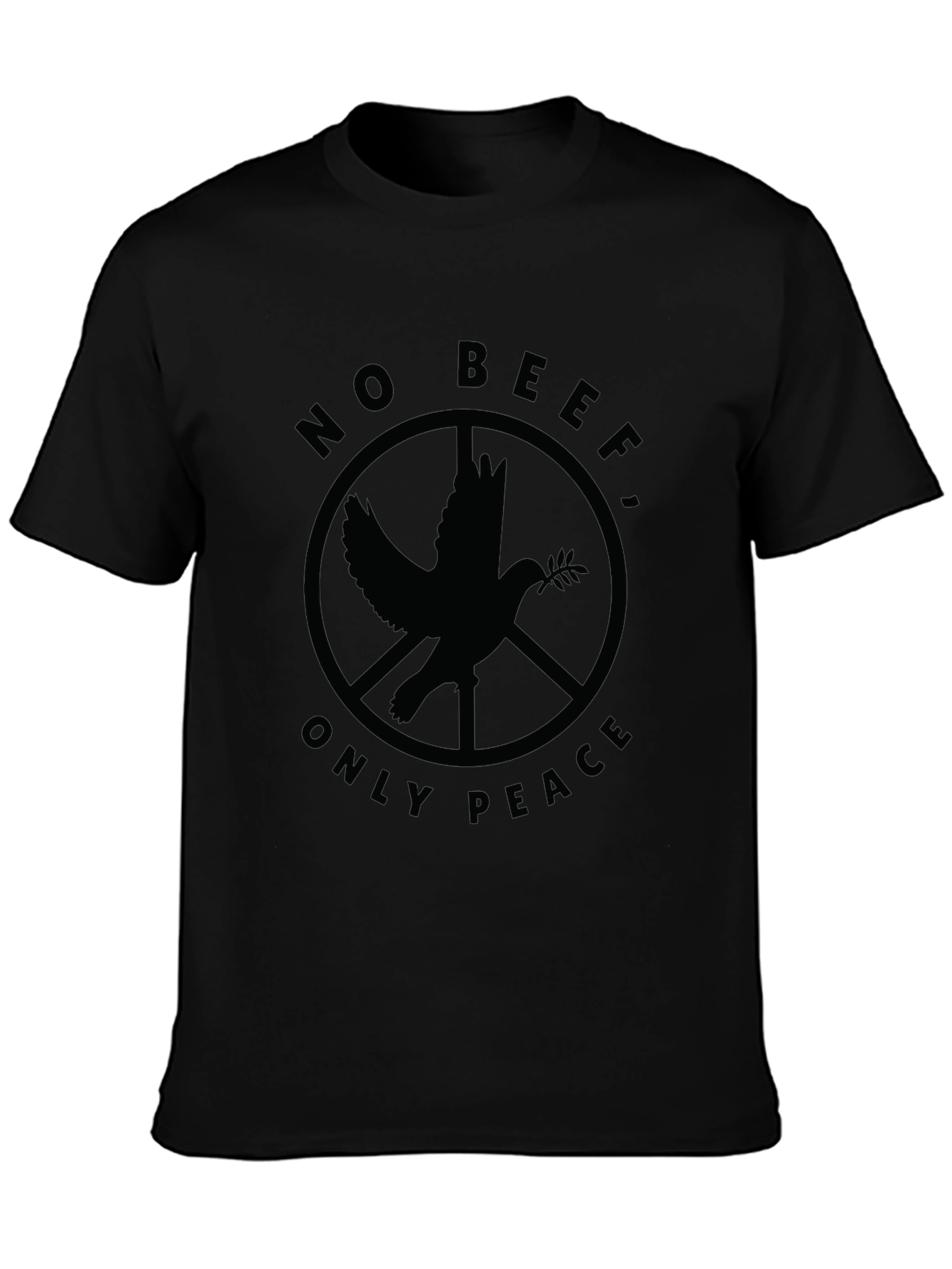 Black No Beef, Only Peace T-Shirt - Dove Peace Sign Tee view 3