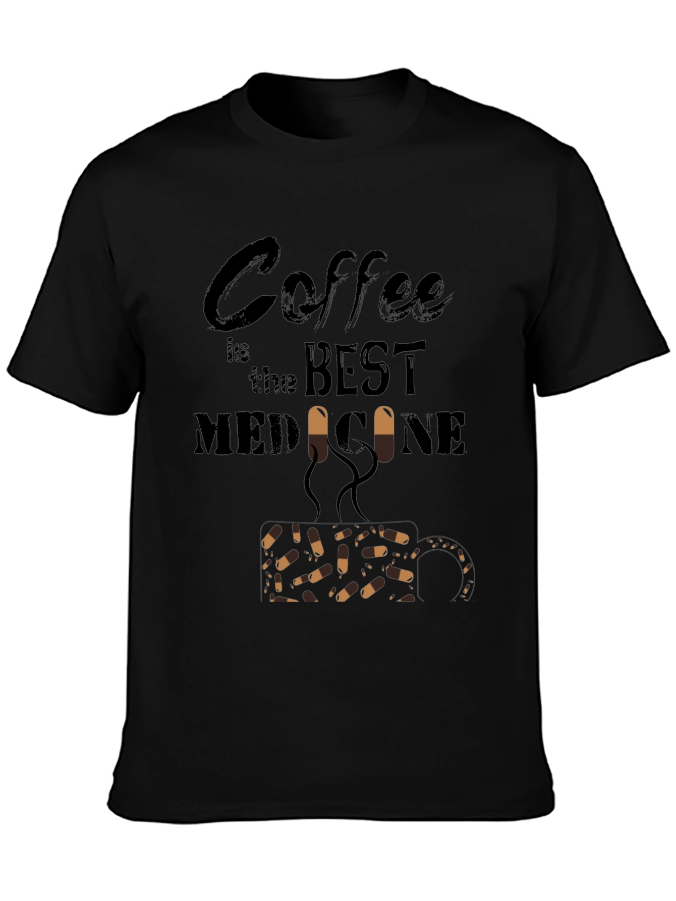 Black Coffee is the Best Medicine Graphic T-Shirt view 3