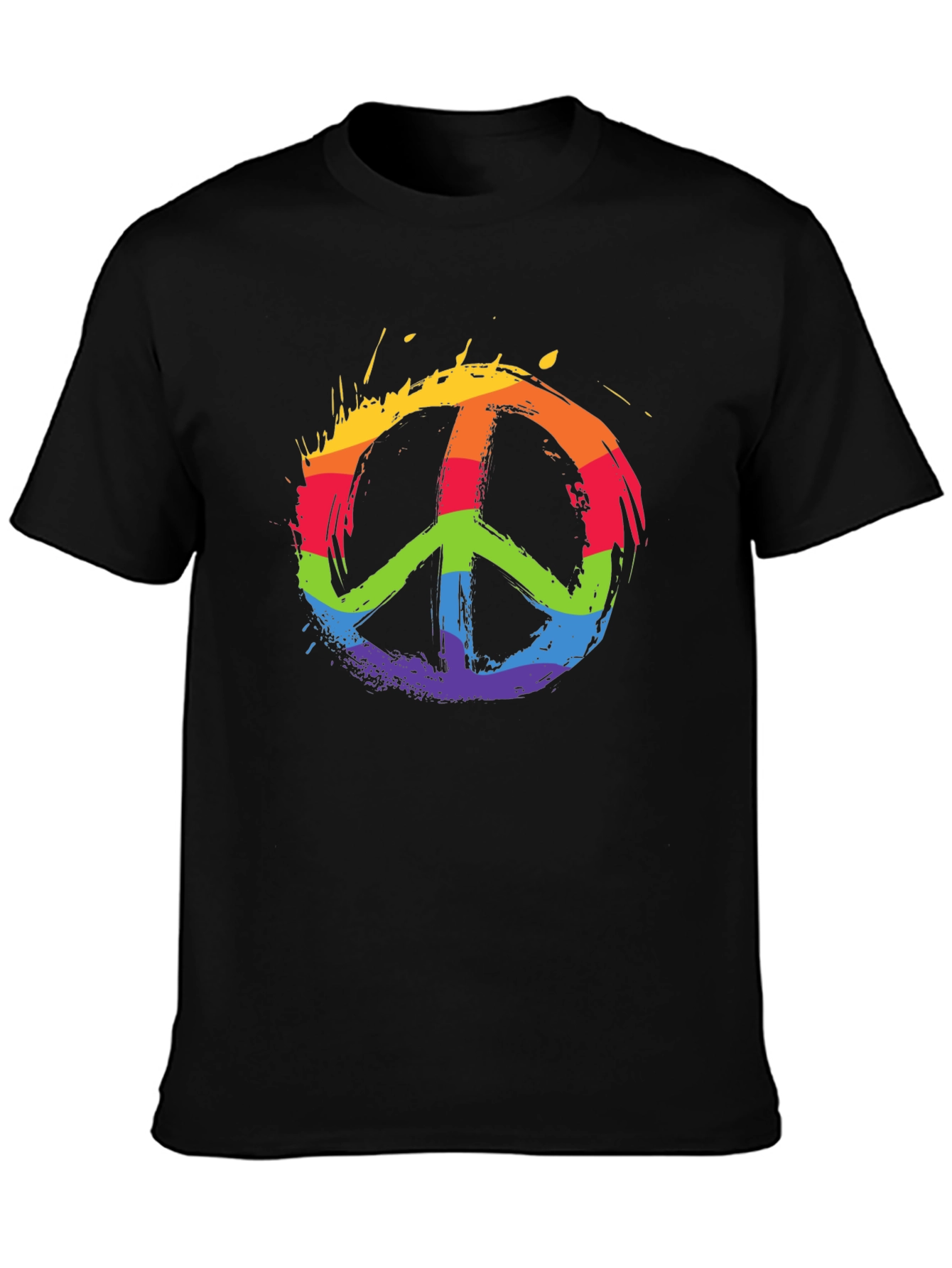 Black Rainbow Peace Sign Black T-Shirt view 3