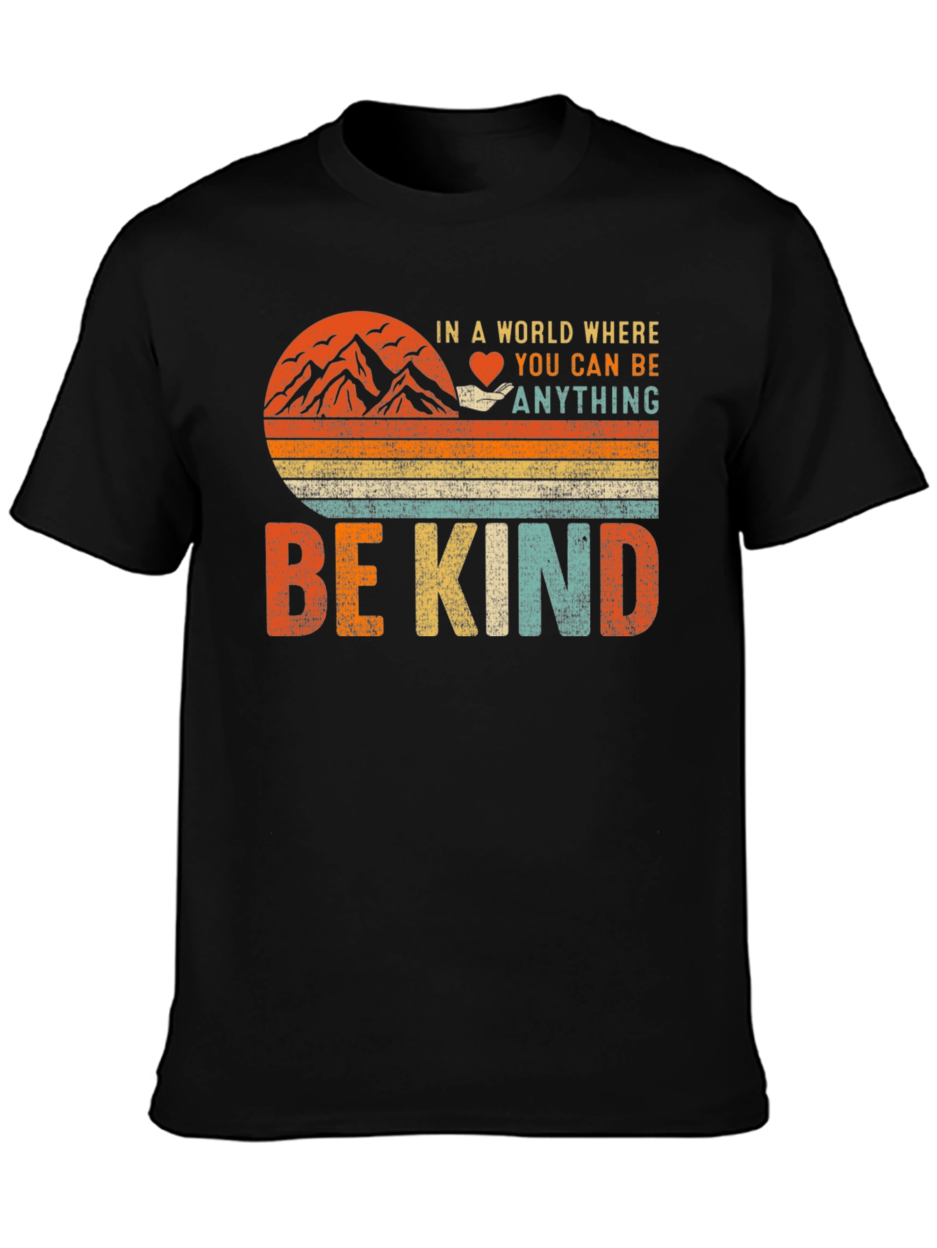 Black Be Kind Graphic T-Shirt - Inspiring Vintage Design view 3
