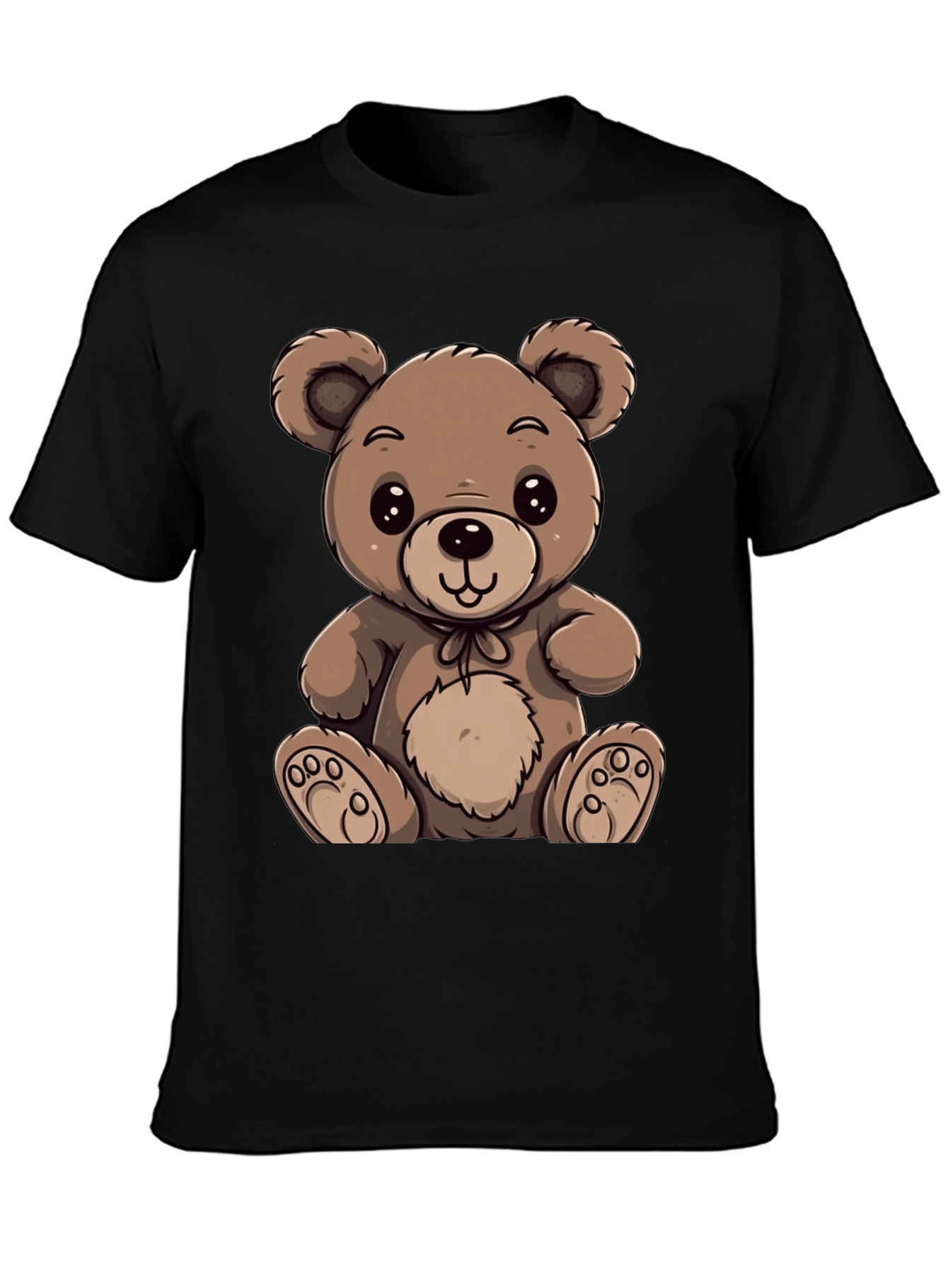 Black Cute Teddy Bear Graphic Tee view 3