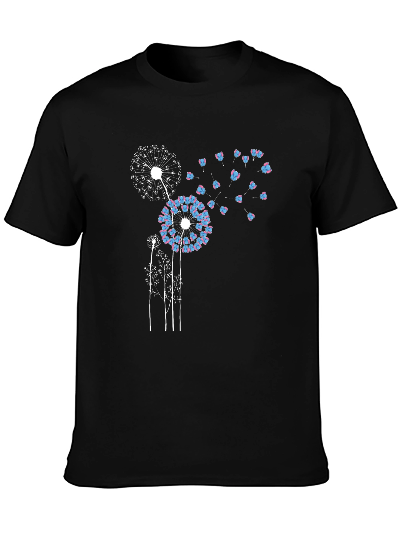 Black Dandelion Print Black T-Shirt view 3