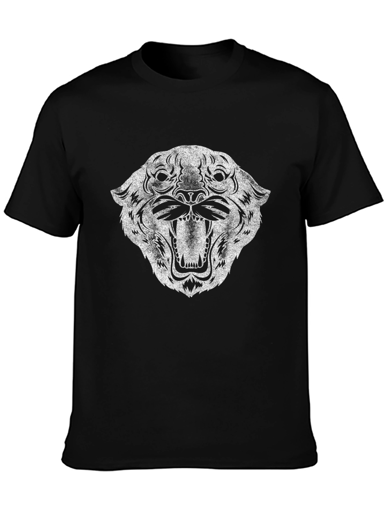 Black Black T-Shirt with Distressed Tiger Graphic view 3