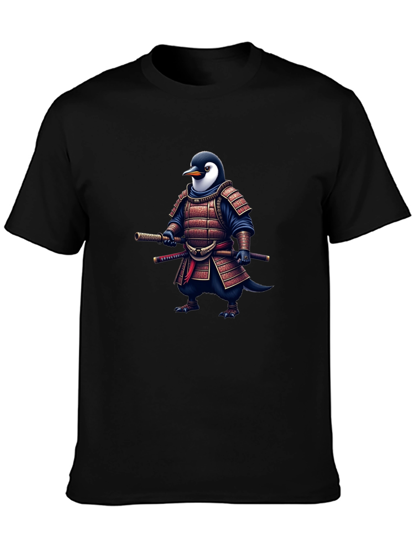 Black Samurai Penguin T-Shirt - Unique Graphic Tee view 3
