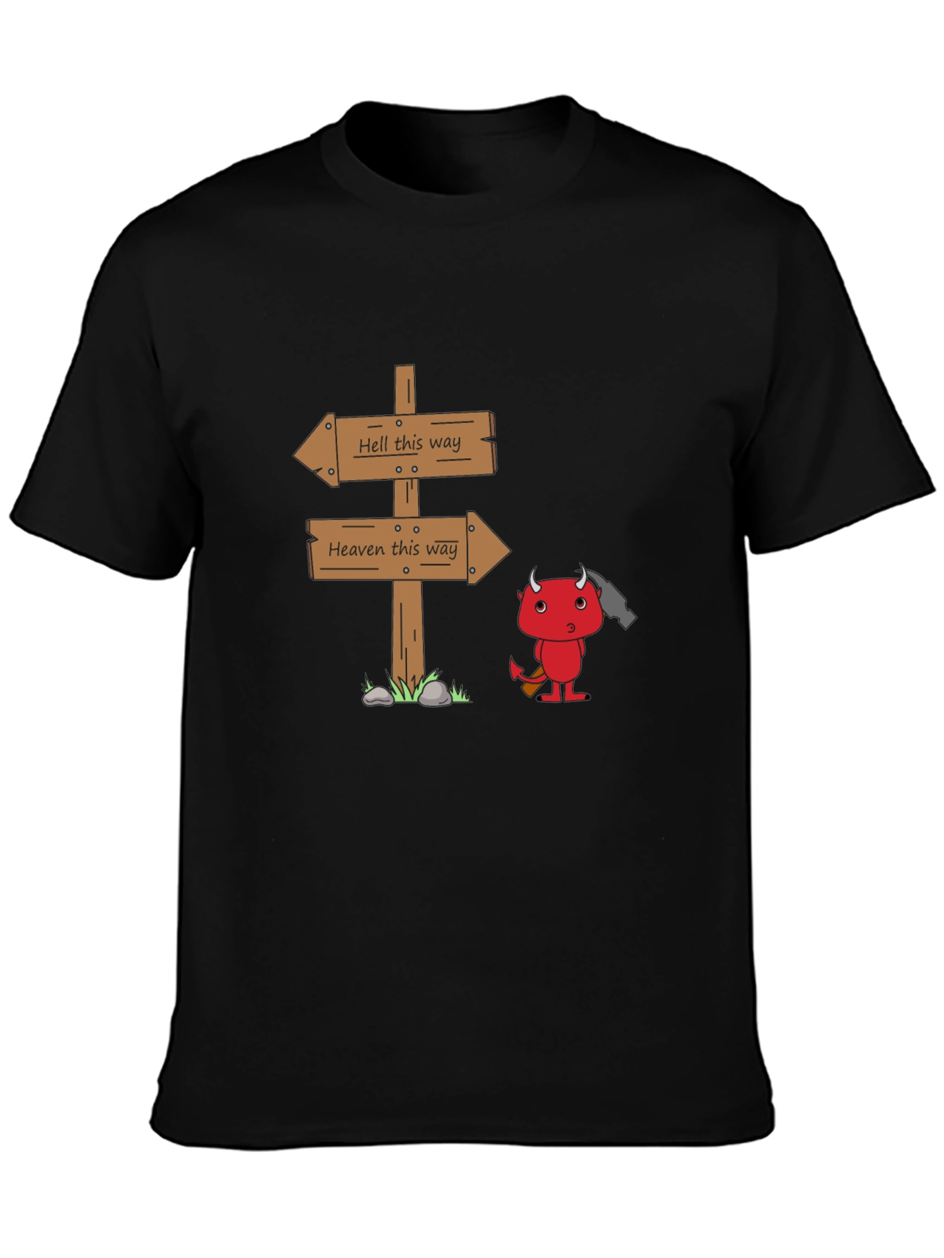 Black Heaven or Hell T-Shirt - Funny Devil Graphic Tee view 3