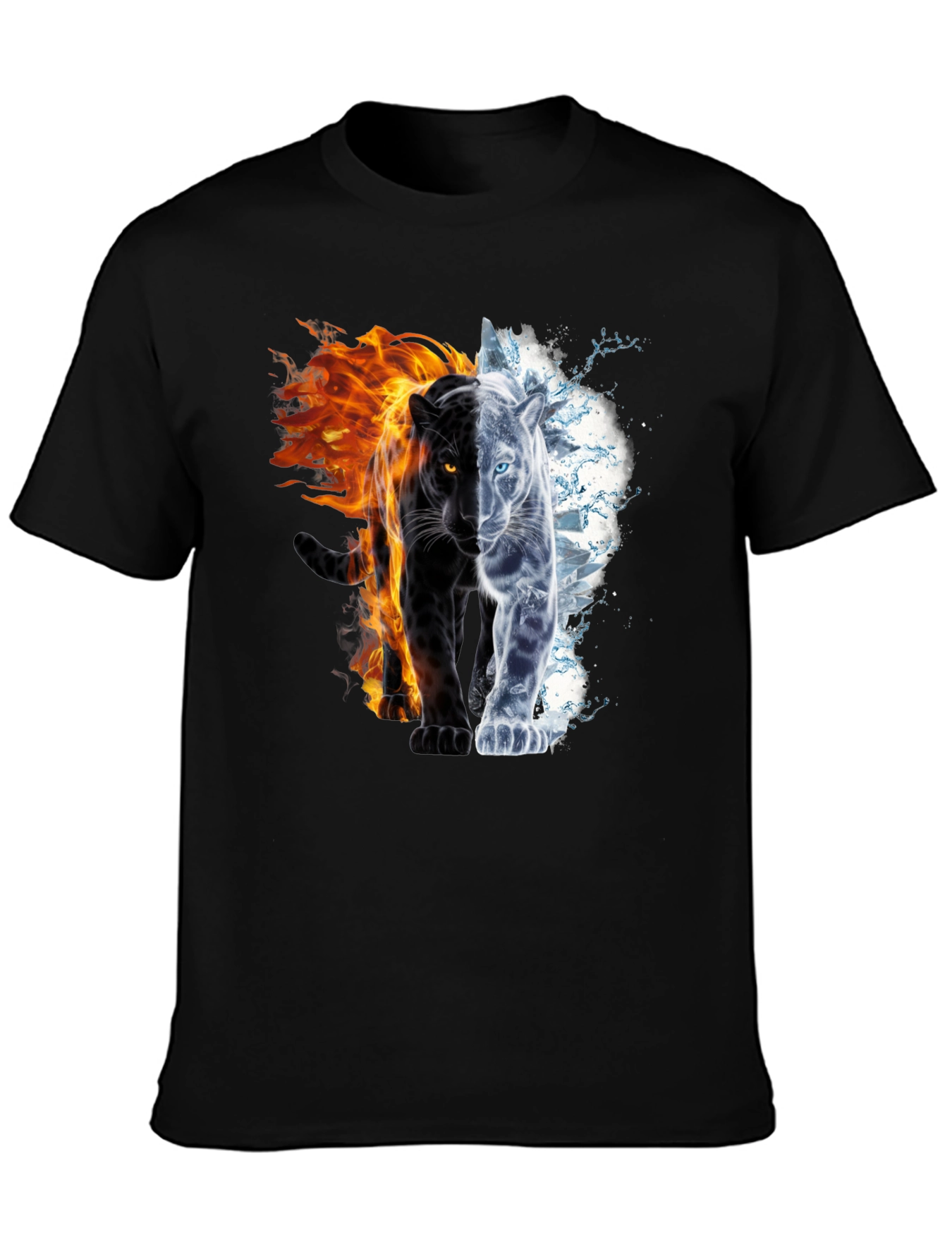 Black Fire and Ice Panther Graphic Tee - Black view 3