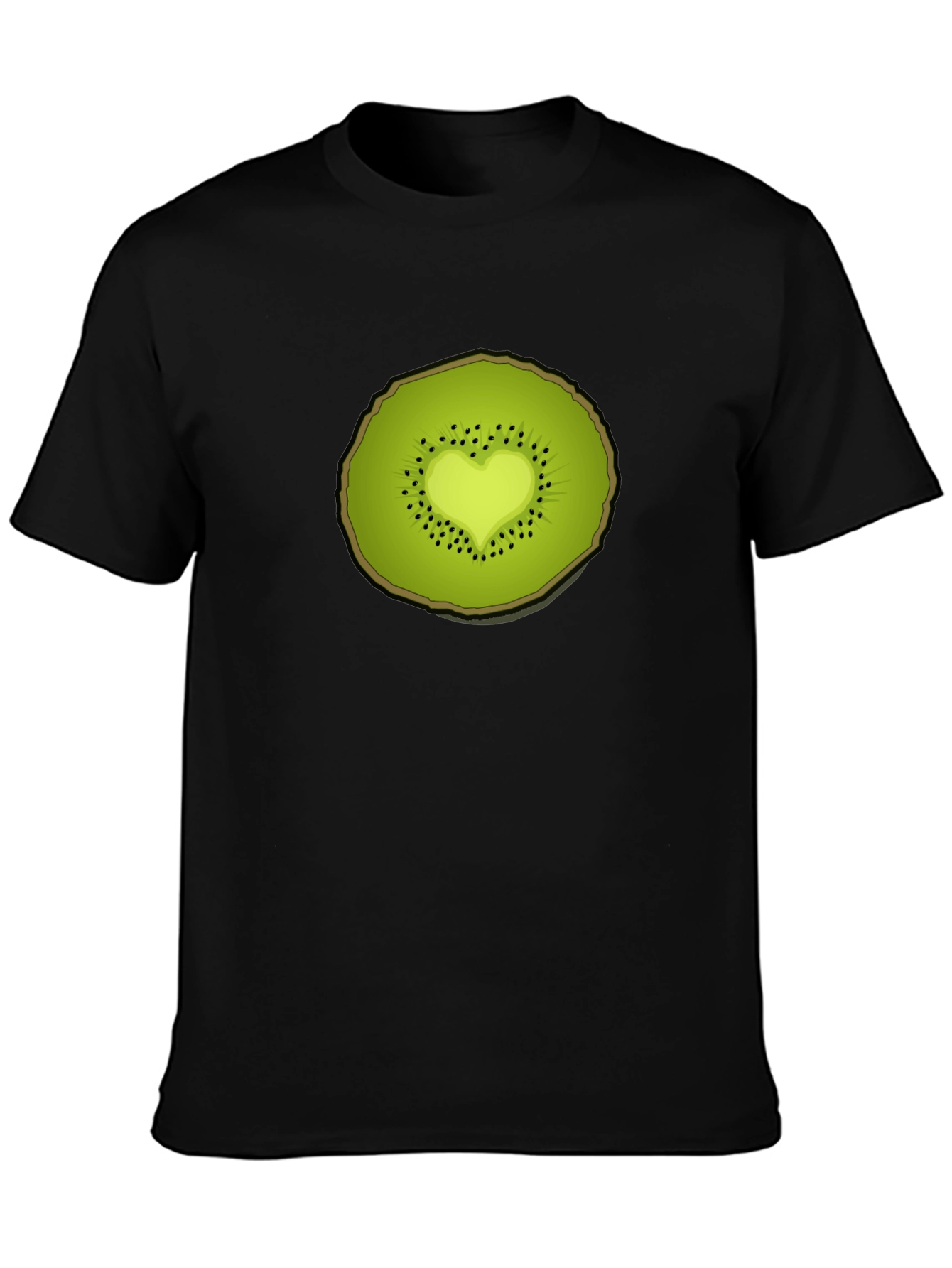Black Kiwi Heart Graphic Tee - Unique Fruit Design view 3
